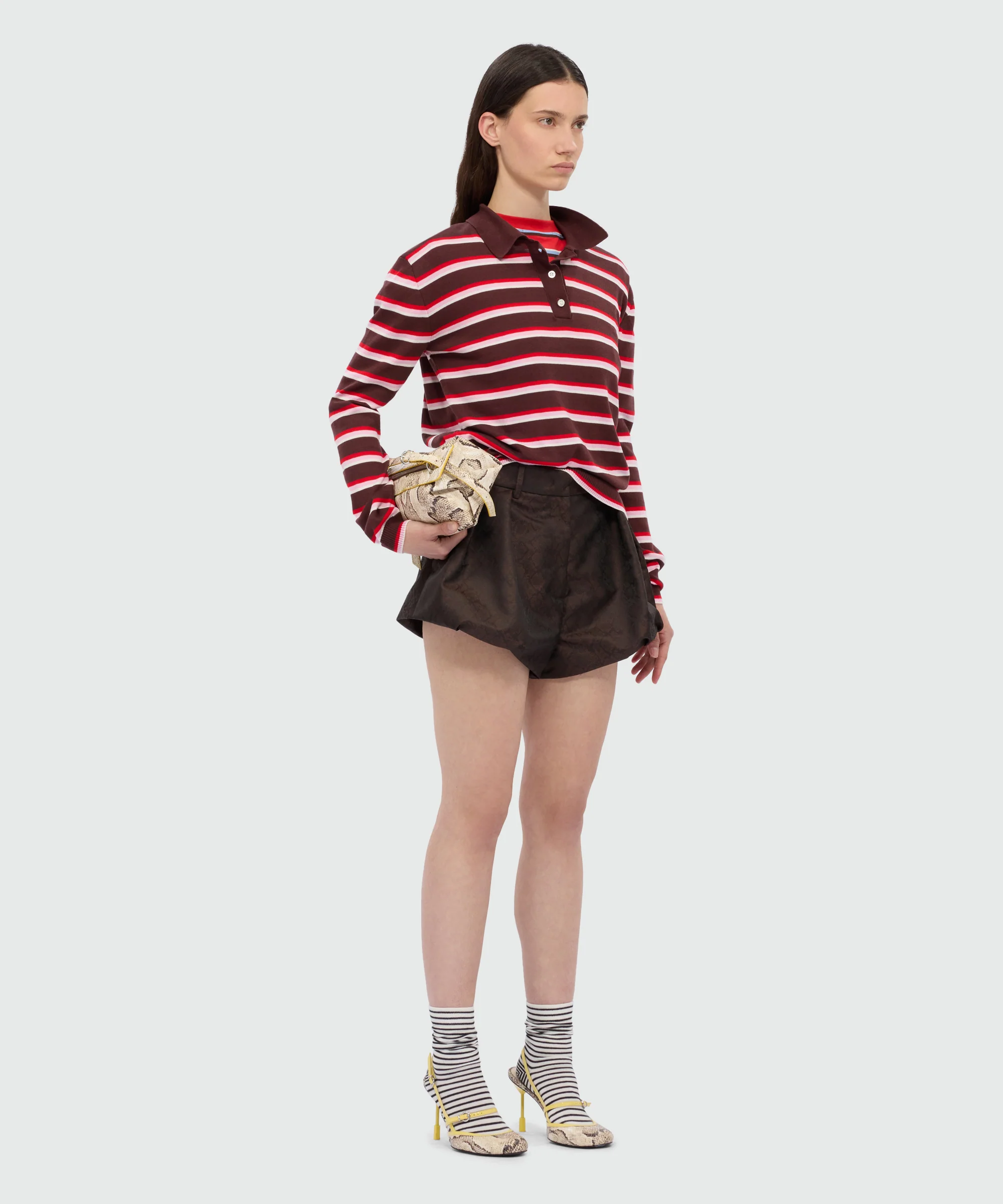 Horizontal striped knit polo. - Image 4