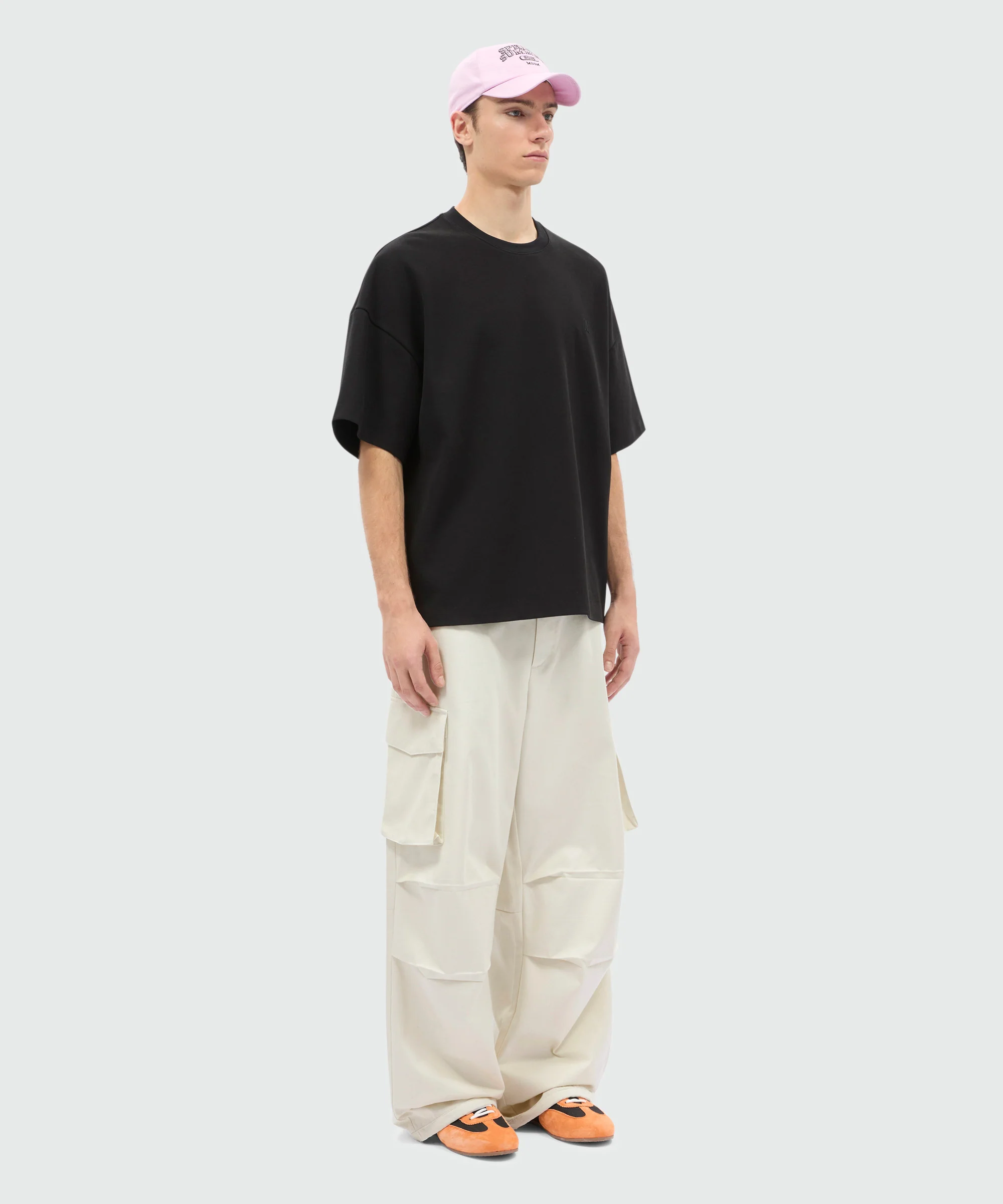Ice grey cotton gabardine trousers with patch pocket detail on the leg - Image 4