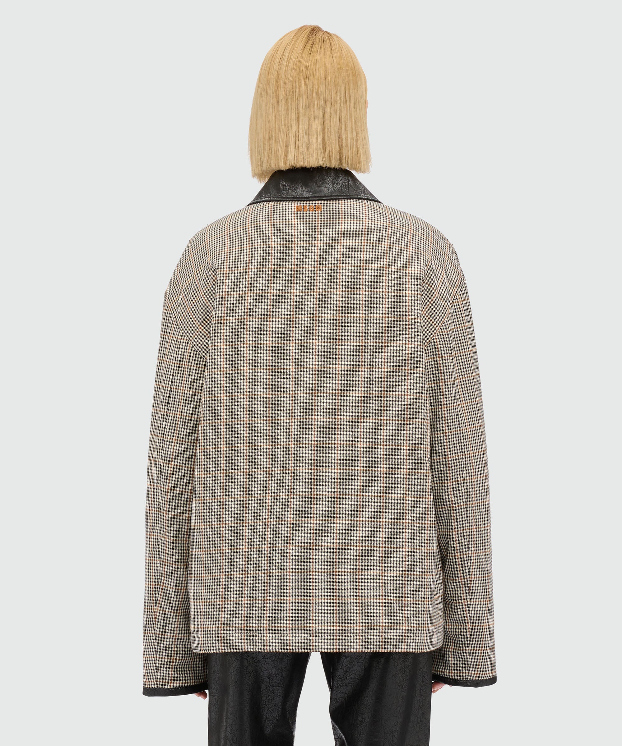 Ivory micro-check jacket with floral embroidery - Image 3