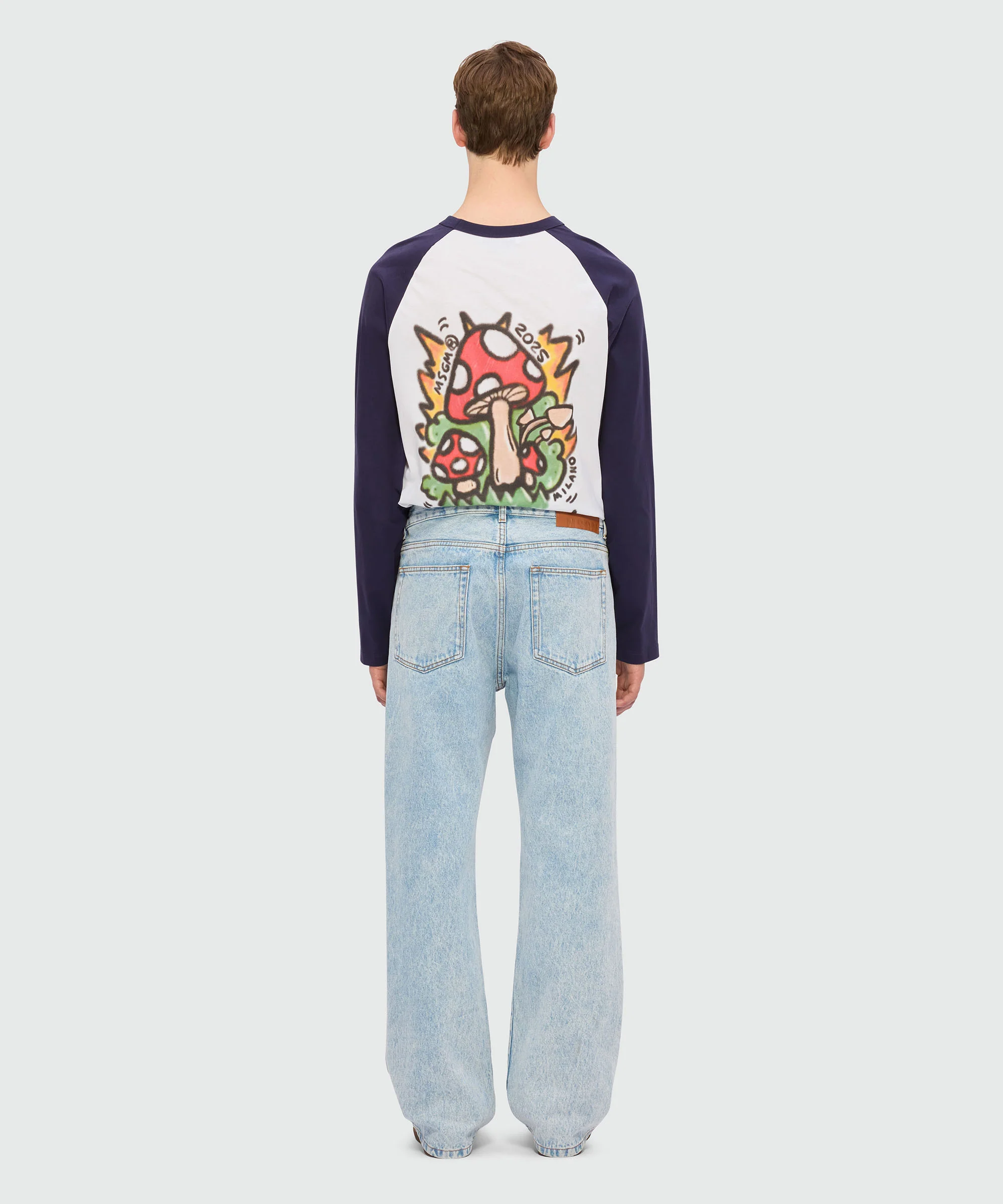Light blue marbled denim trousers - Image 3