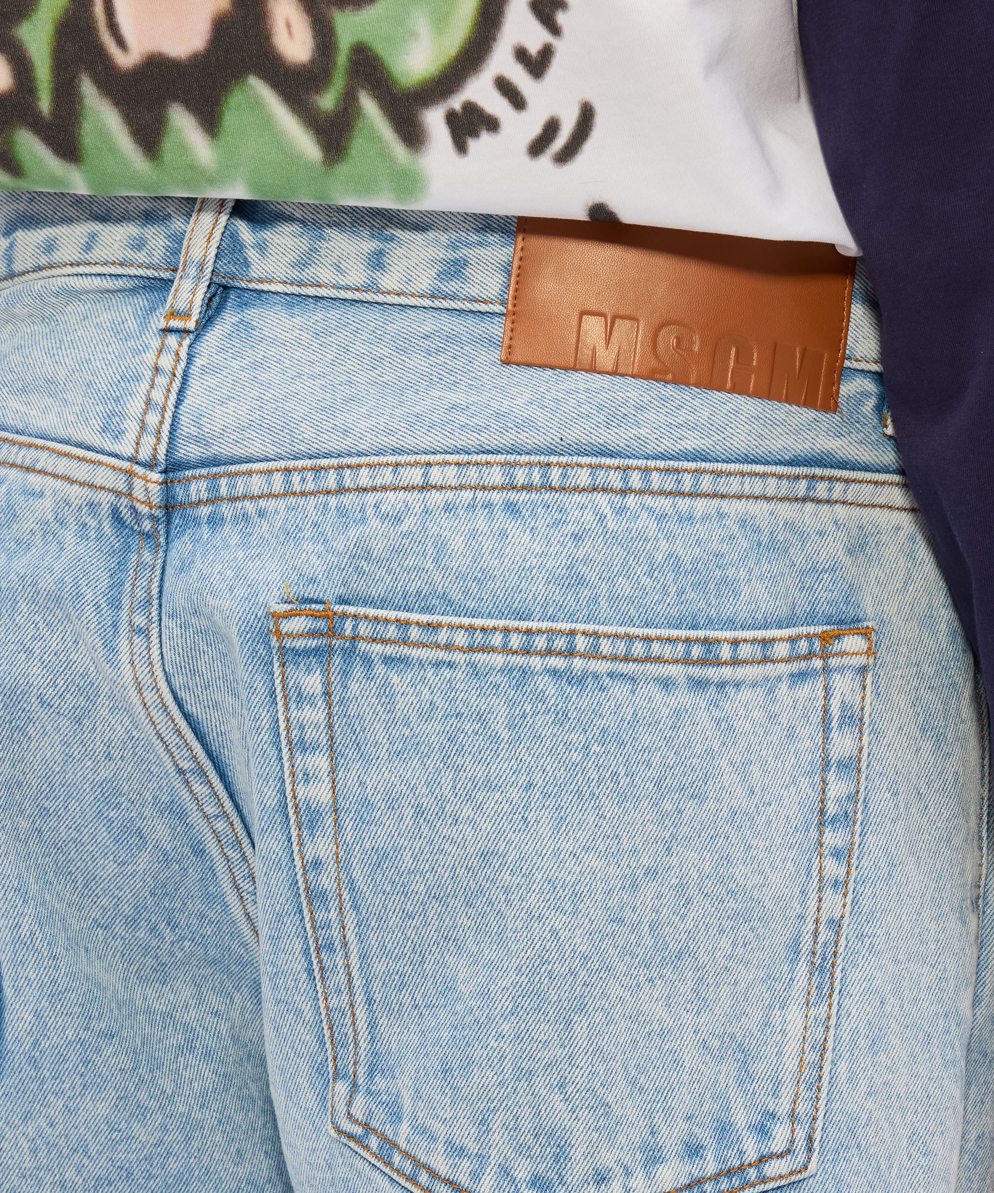 Light blue marbled denim trousers - Image 5