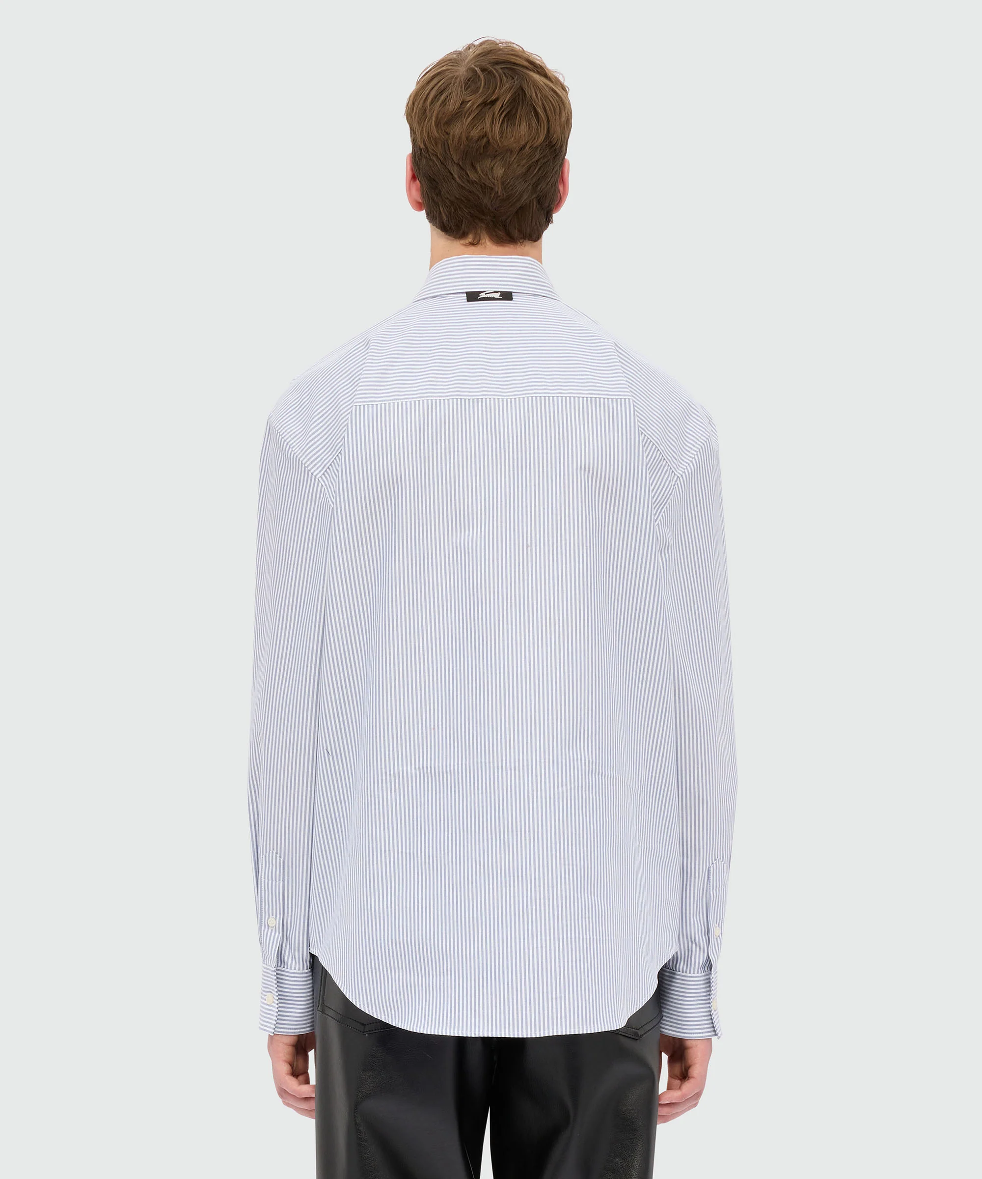 Light blue striped cotton oxford shirt with "Sketched Bunnies" print - Image 3