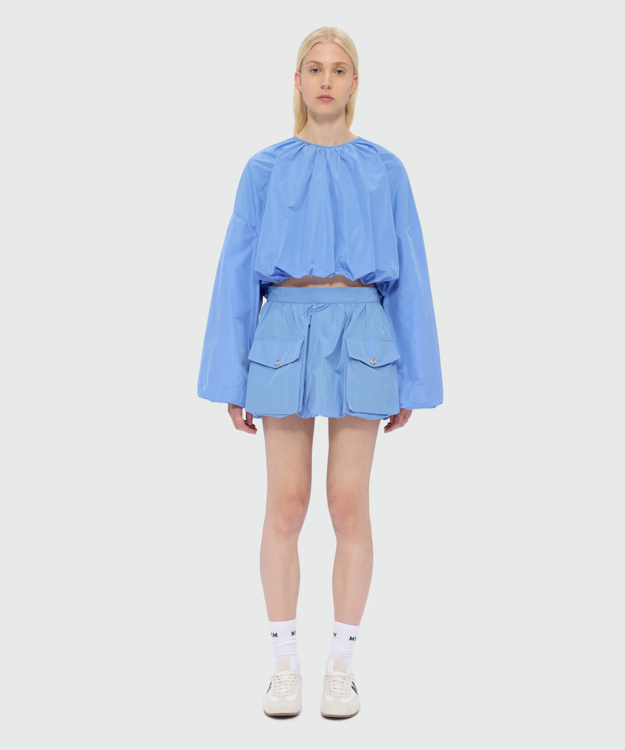 Light blue taffeta balloon miniskirt - Image 2