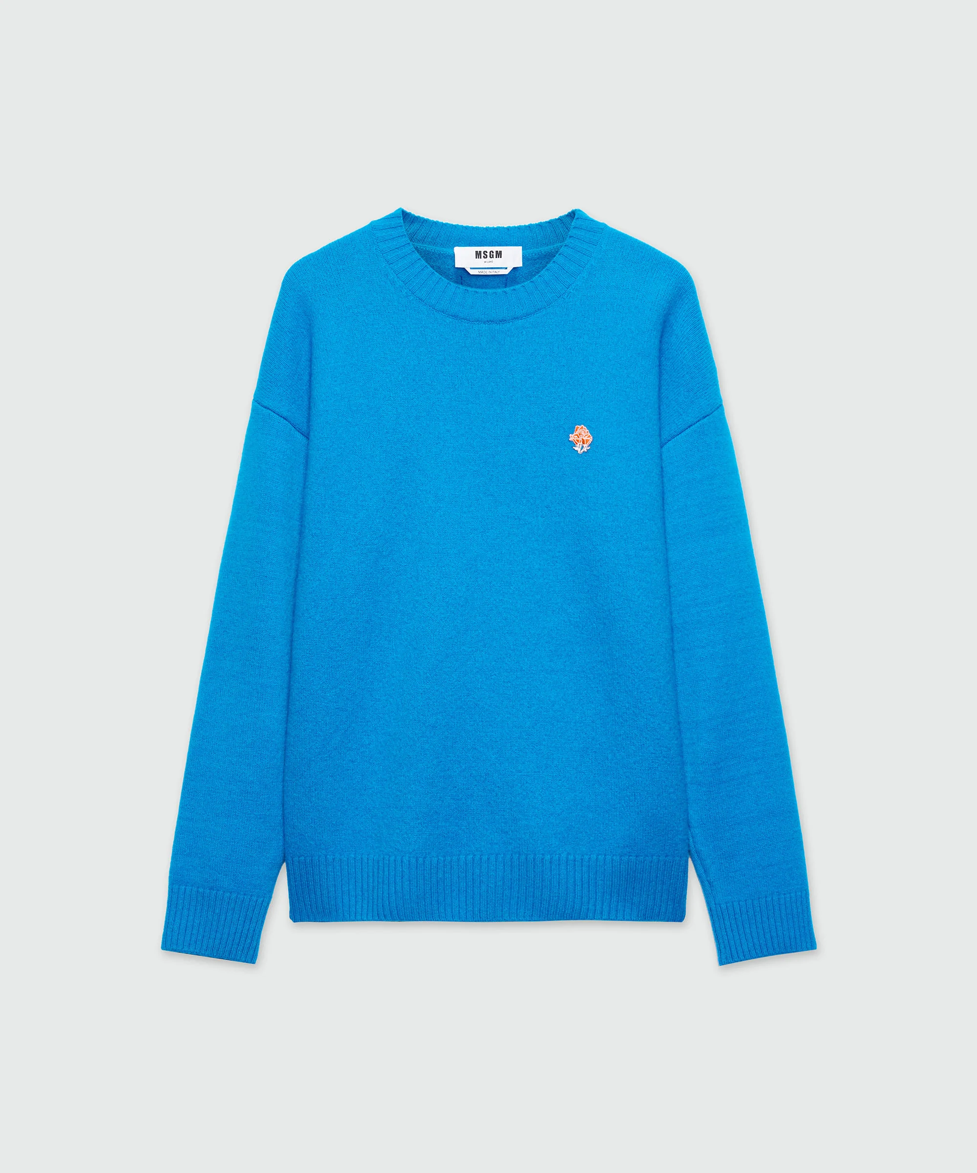 Light blue wool and cashmere sweater with MSGM patch