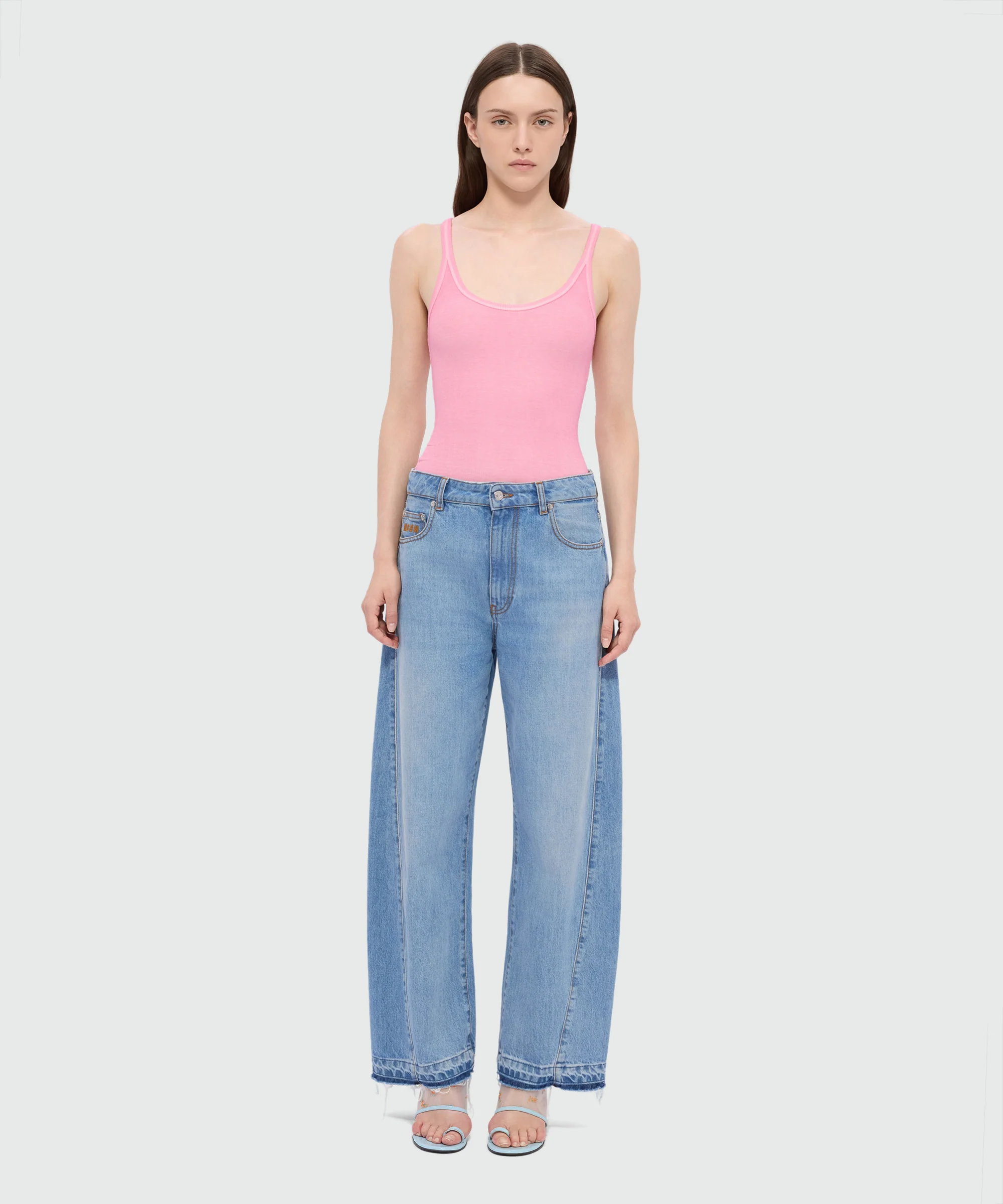 Light stone-washed five-pocket denim trousers with balloon leg - Image 2