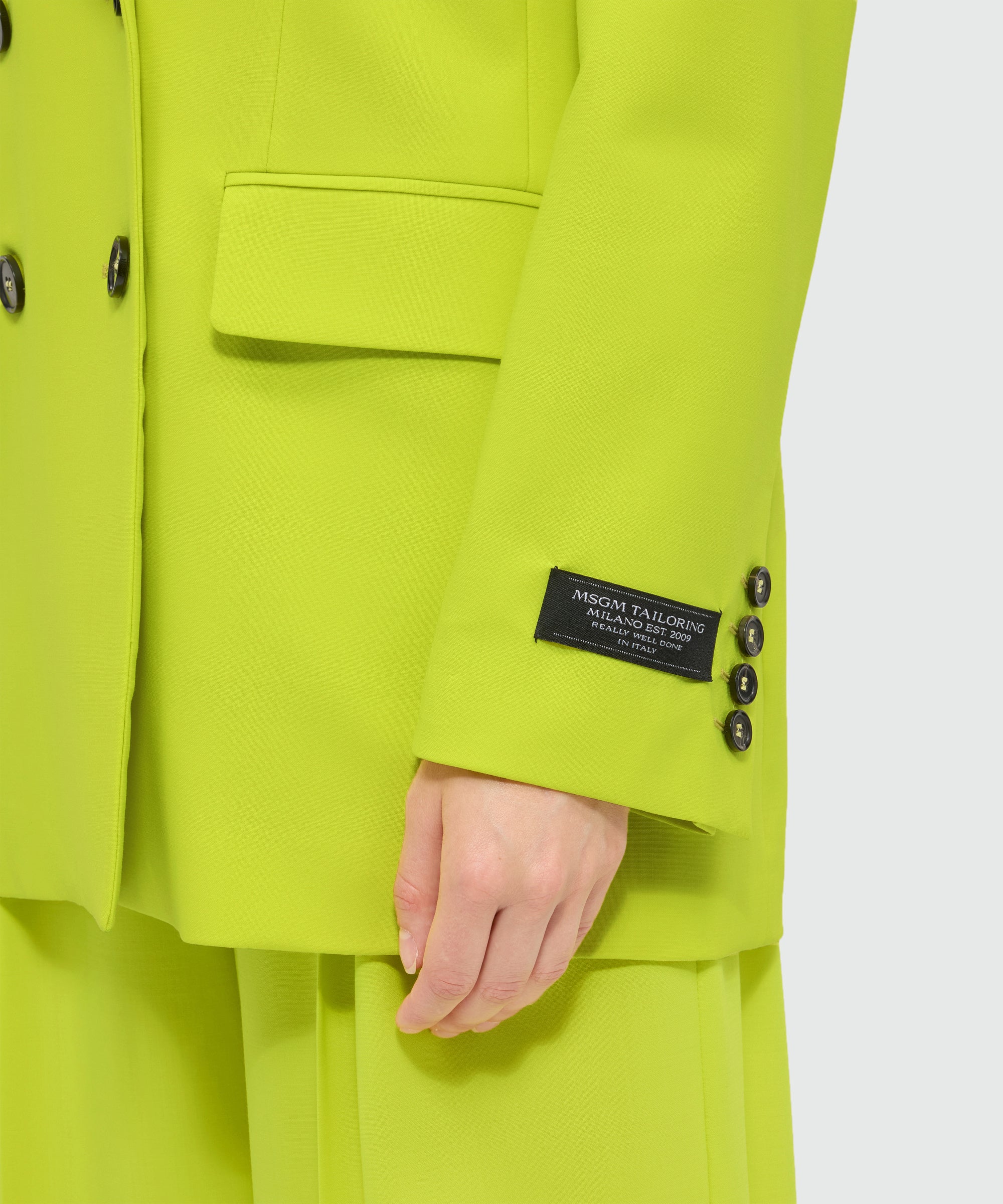 Lime double-breasted lightweight wool jacket - Image 5