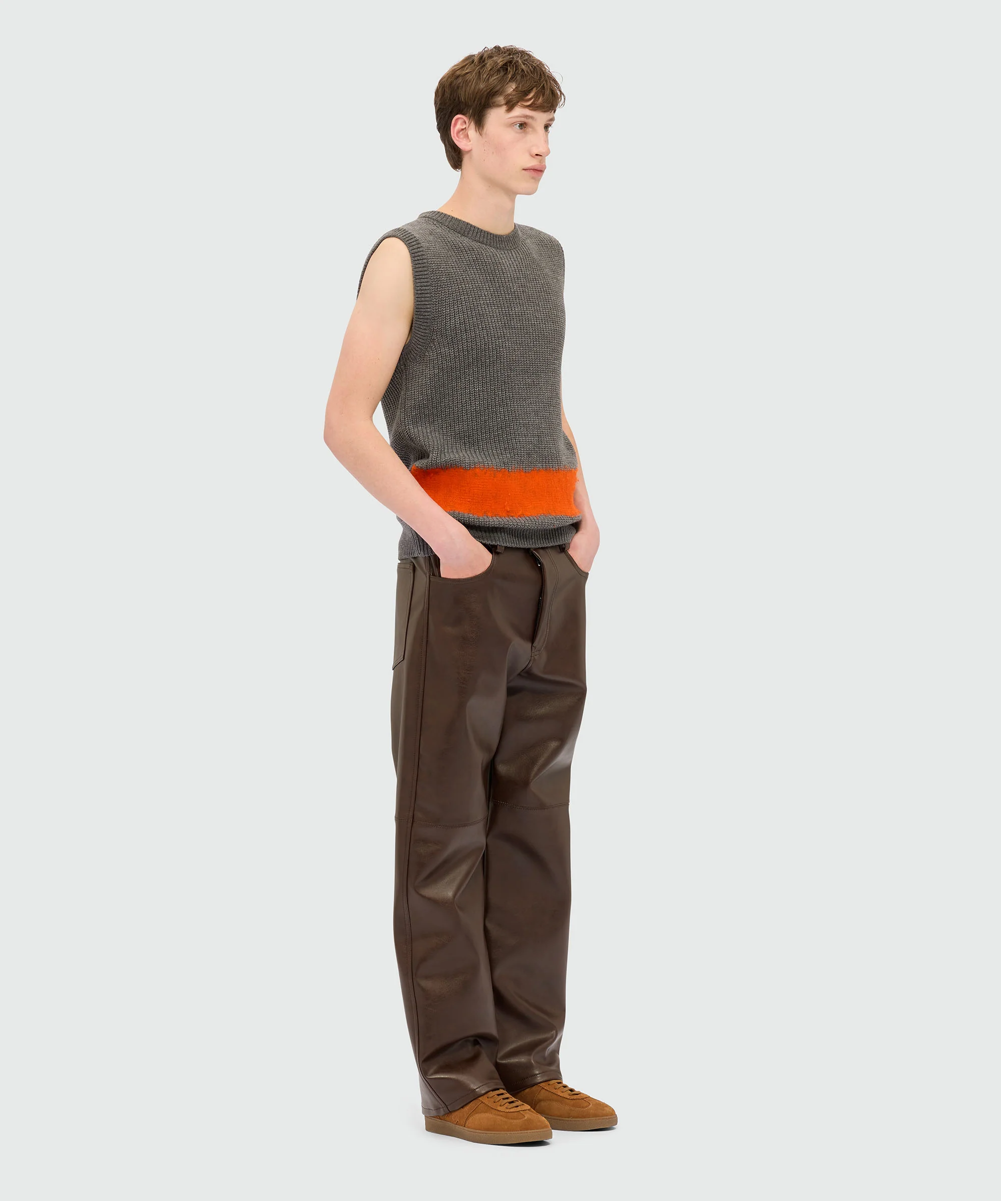 Melange grey vest with colour block detail - Image 4