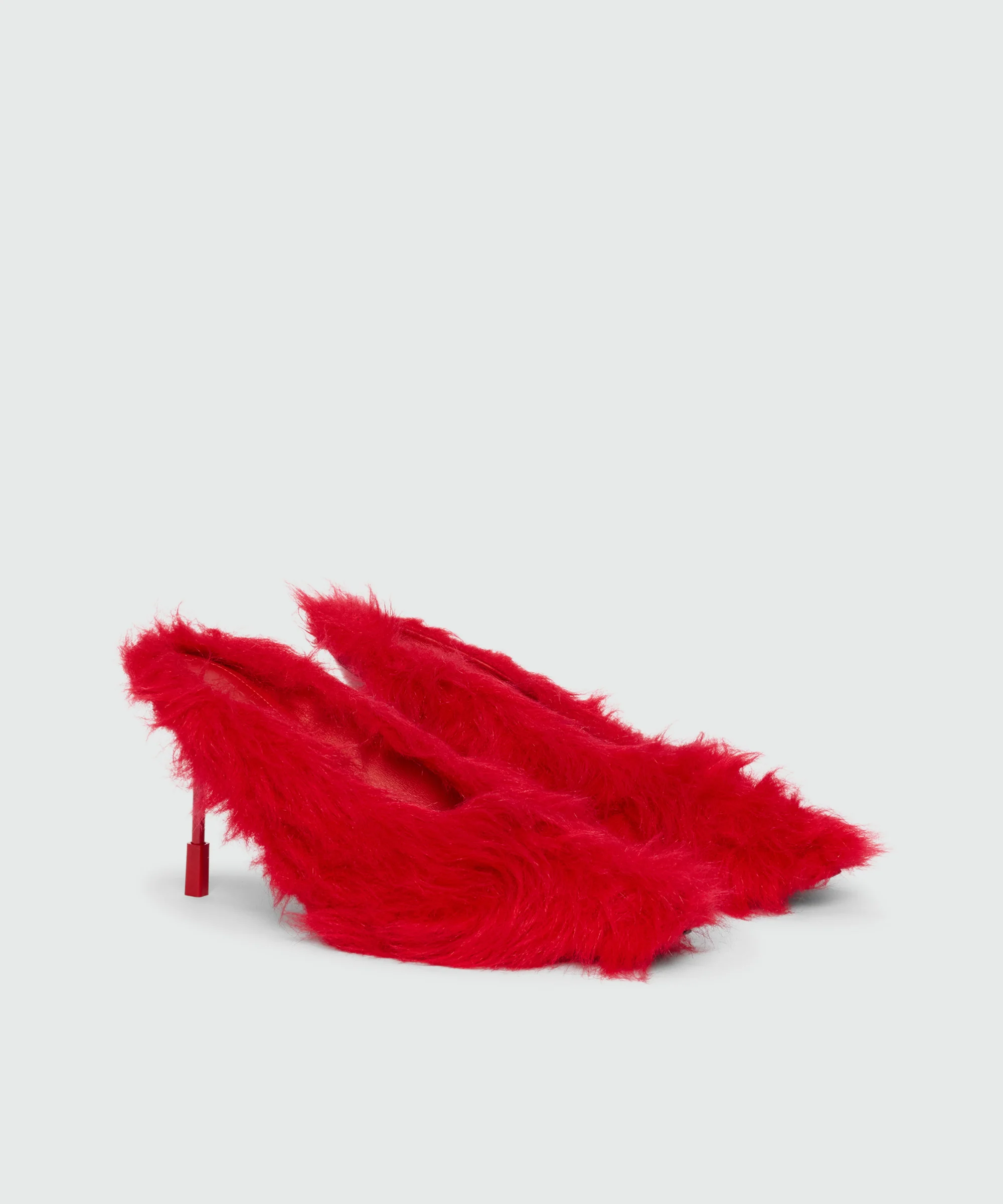 MSGM Iconic Red Faux Fur Heeled Sabot - Image 3