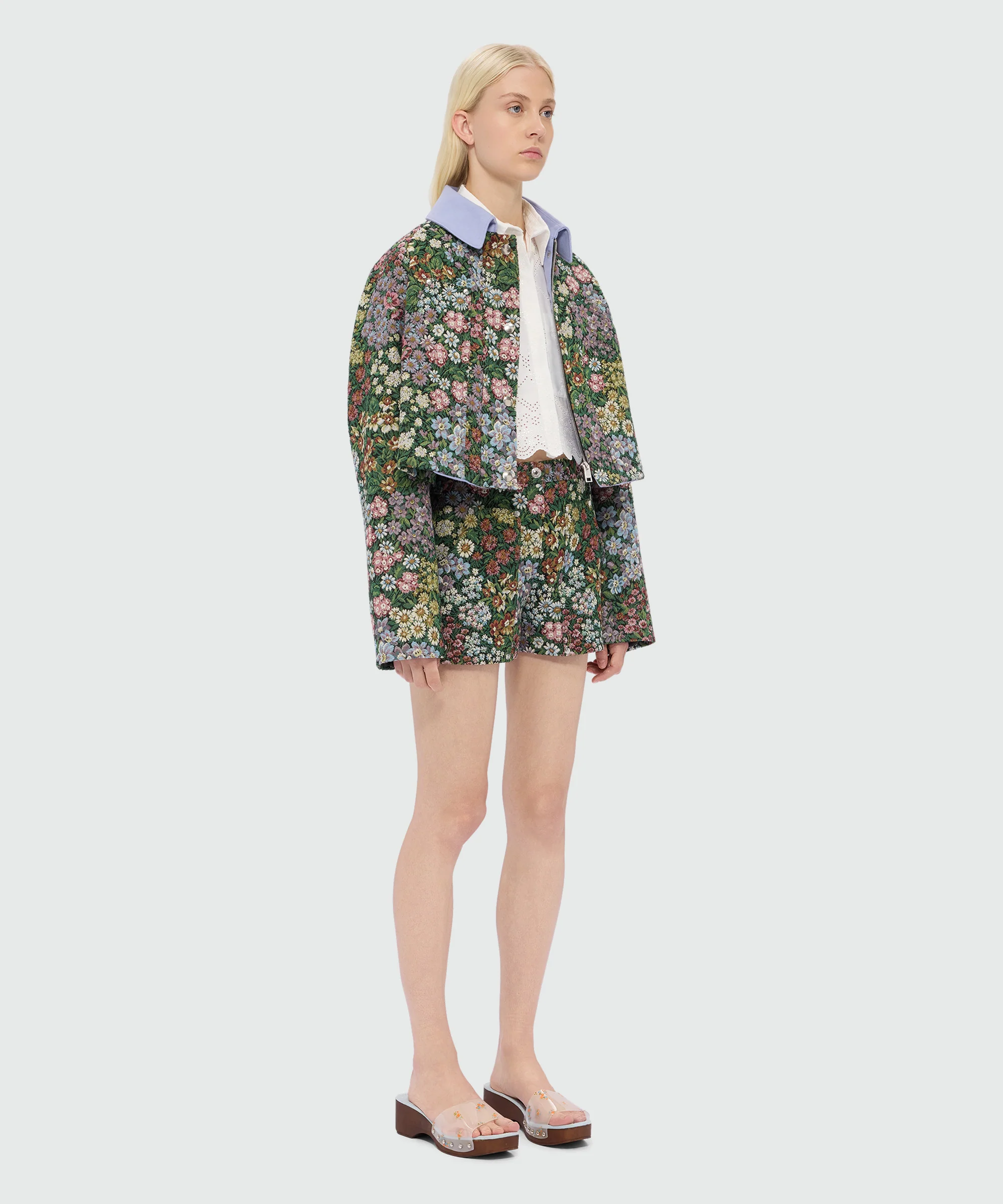 Multicolor floral jacquard shorts - Image 4