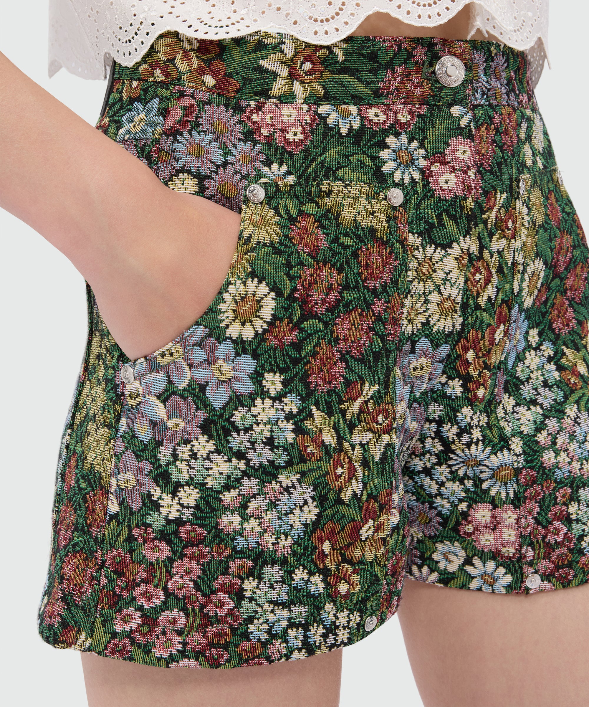 Multicolor floral jacquard shorts - Image 5