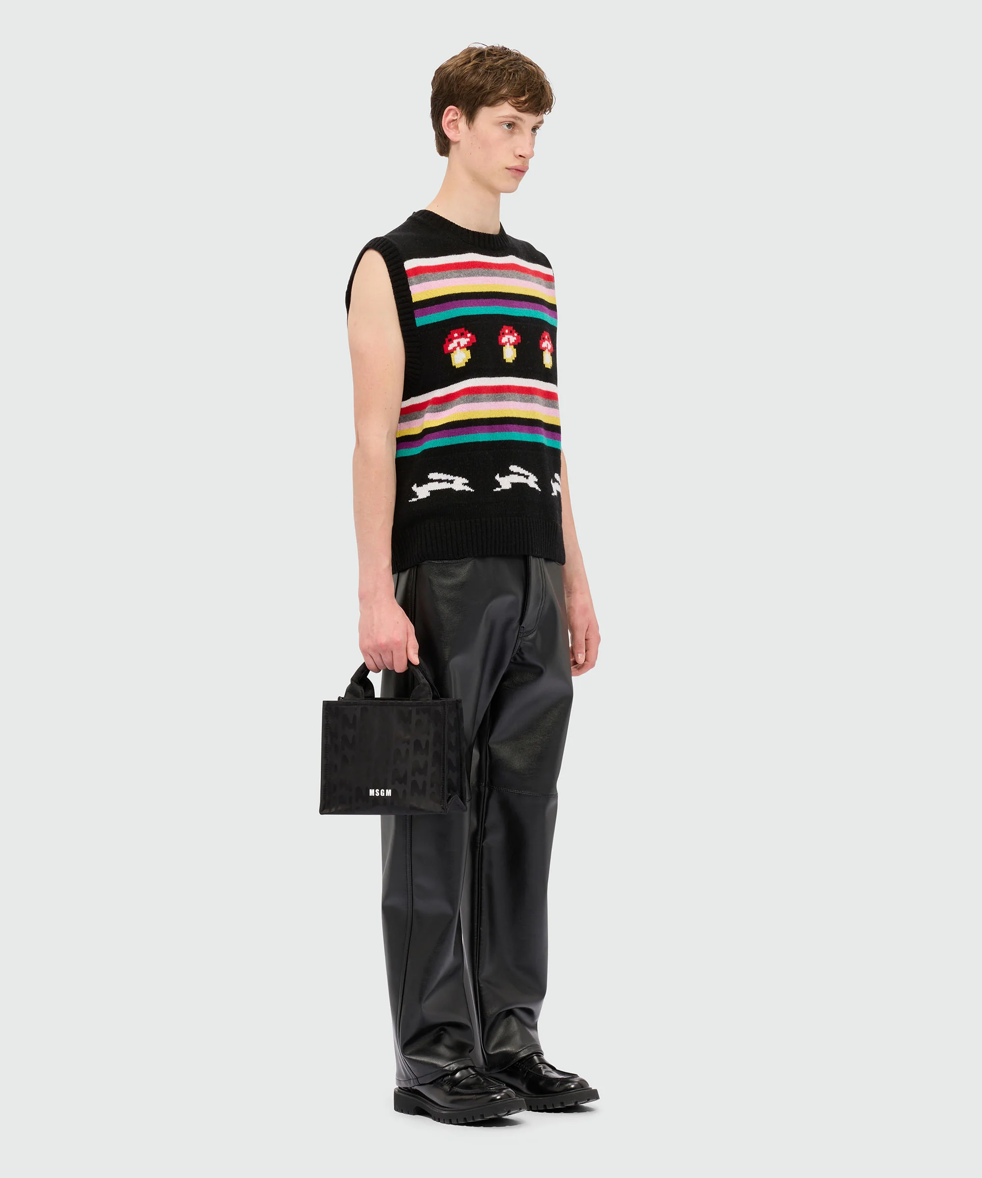 Multicolor jacquard vest "Follow the rabbit®" and "I Love Mushrooms" - Image 4