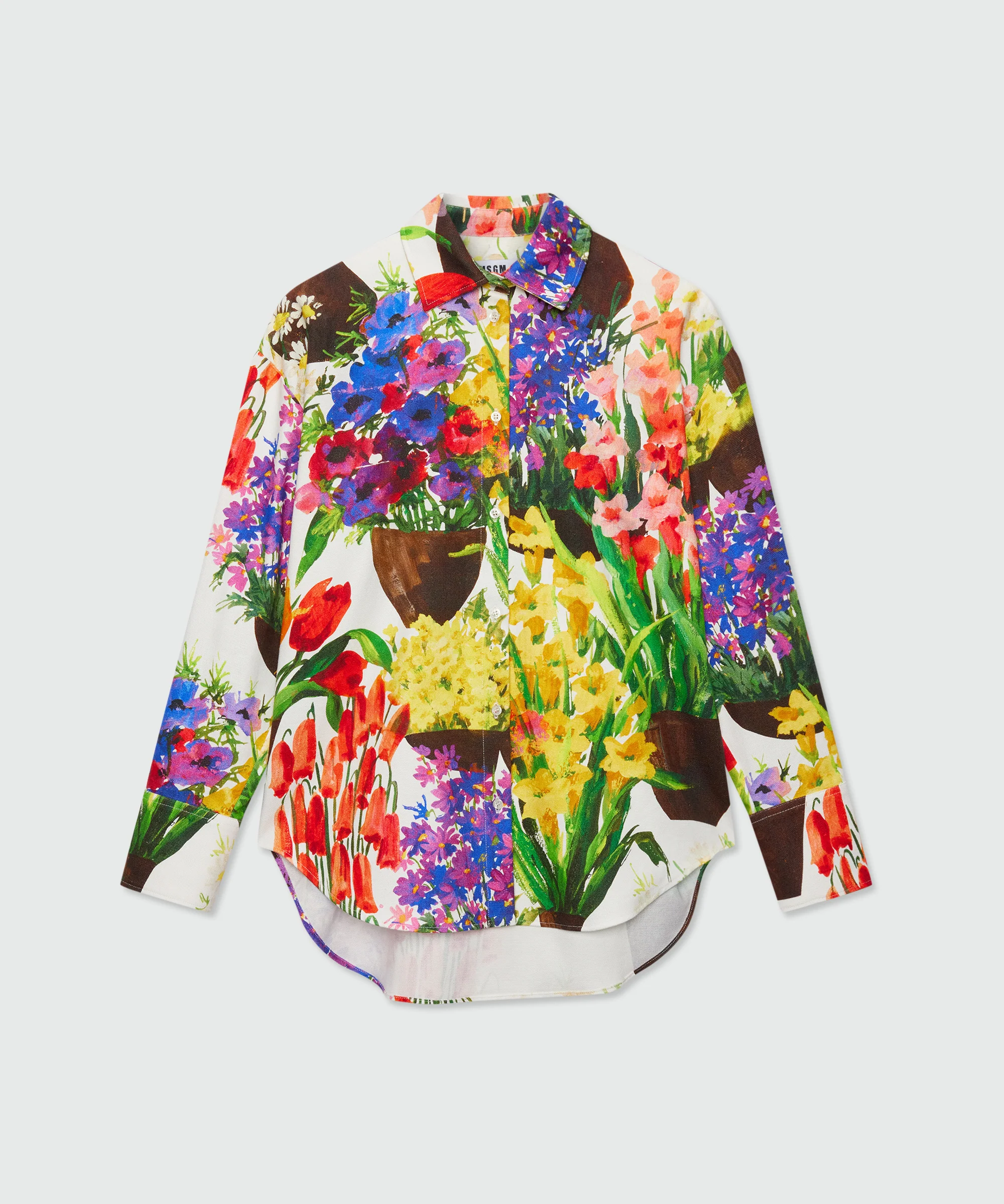 Multicolor printed canvas shirt dress