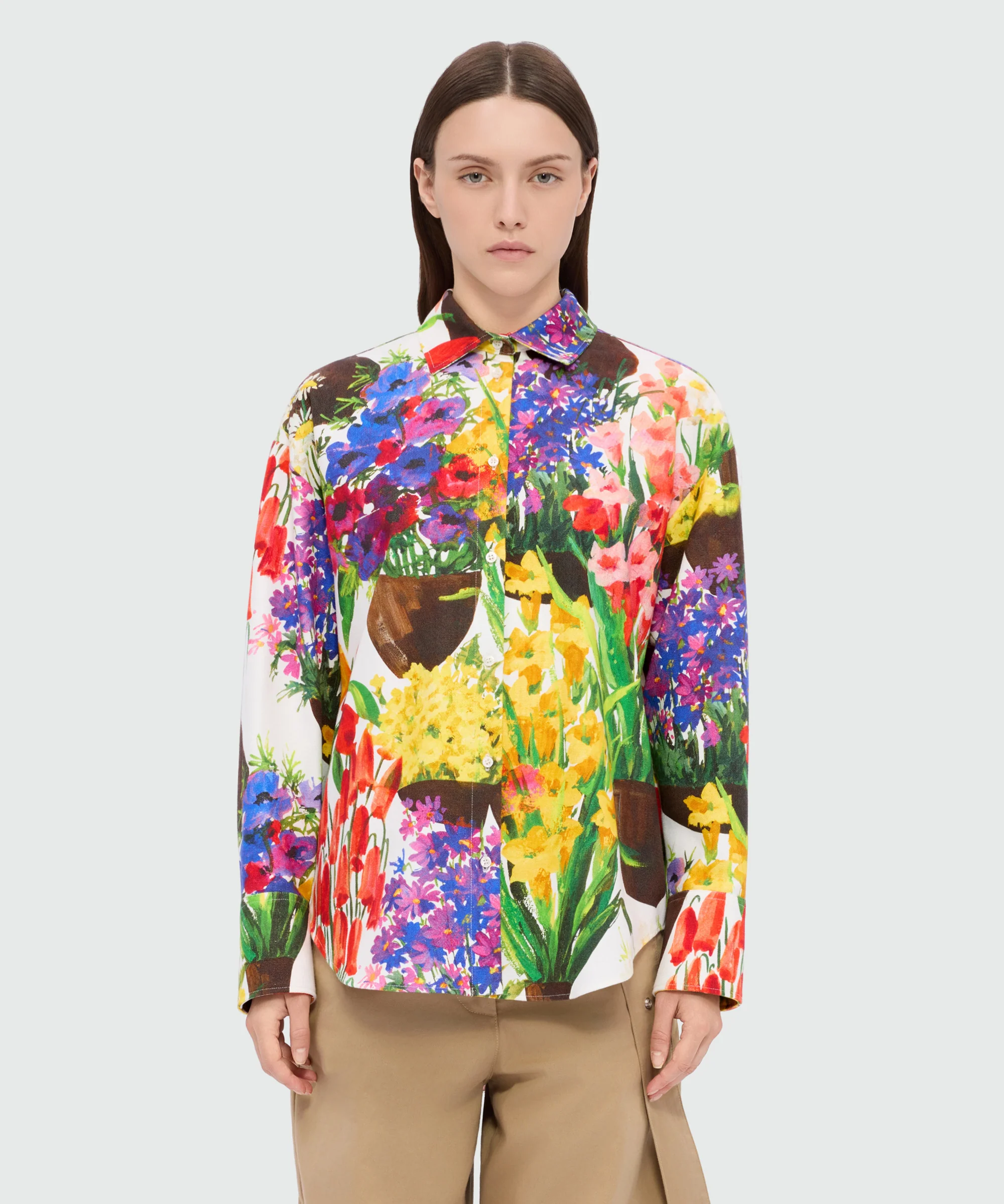 Multicolor printed canvas shirt dress - Image 2