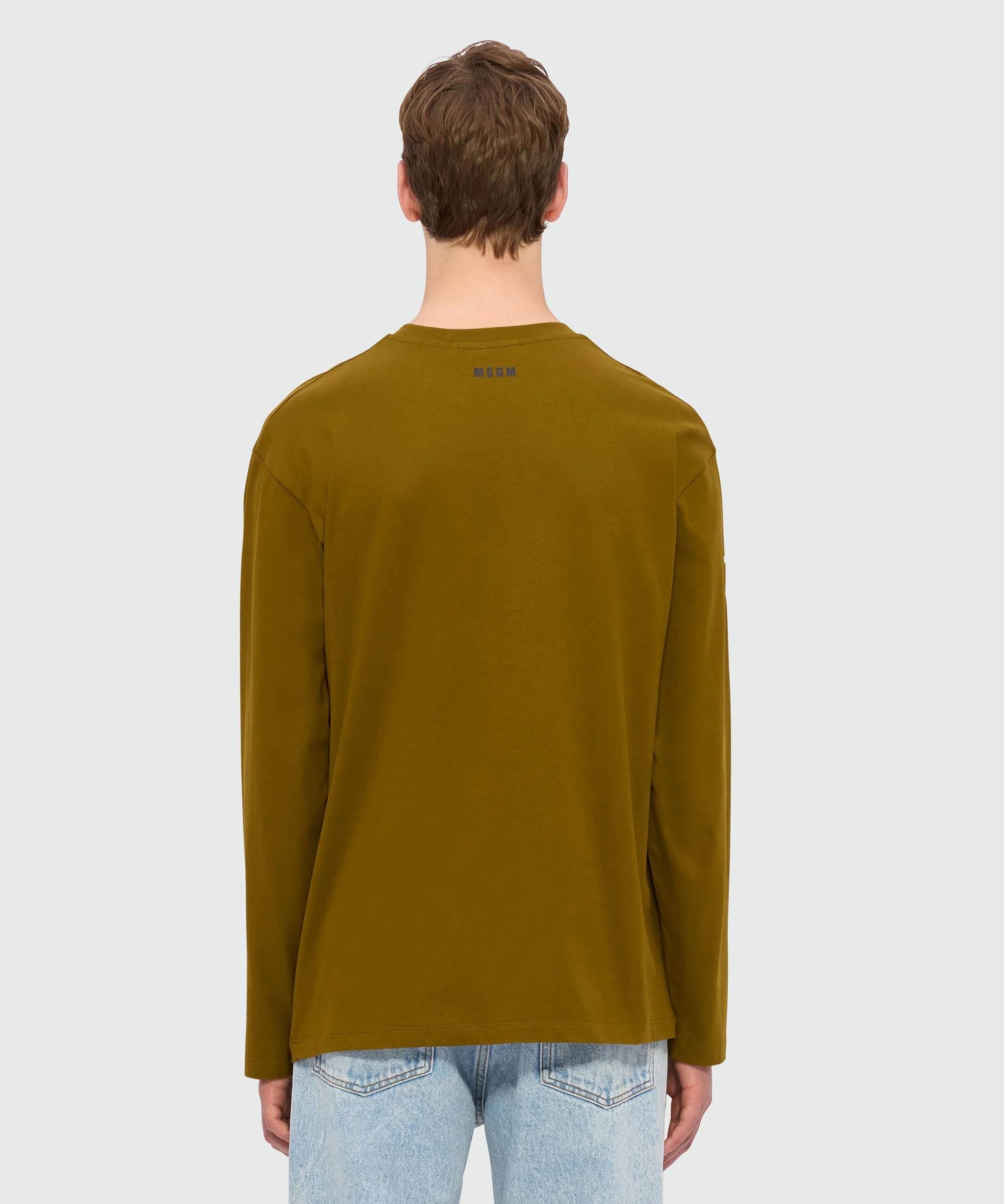 Olive green jersey T-shirt with "Sketched Bunnies" print - Image 3