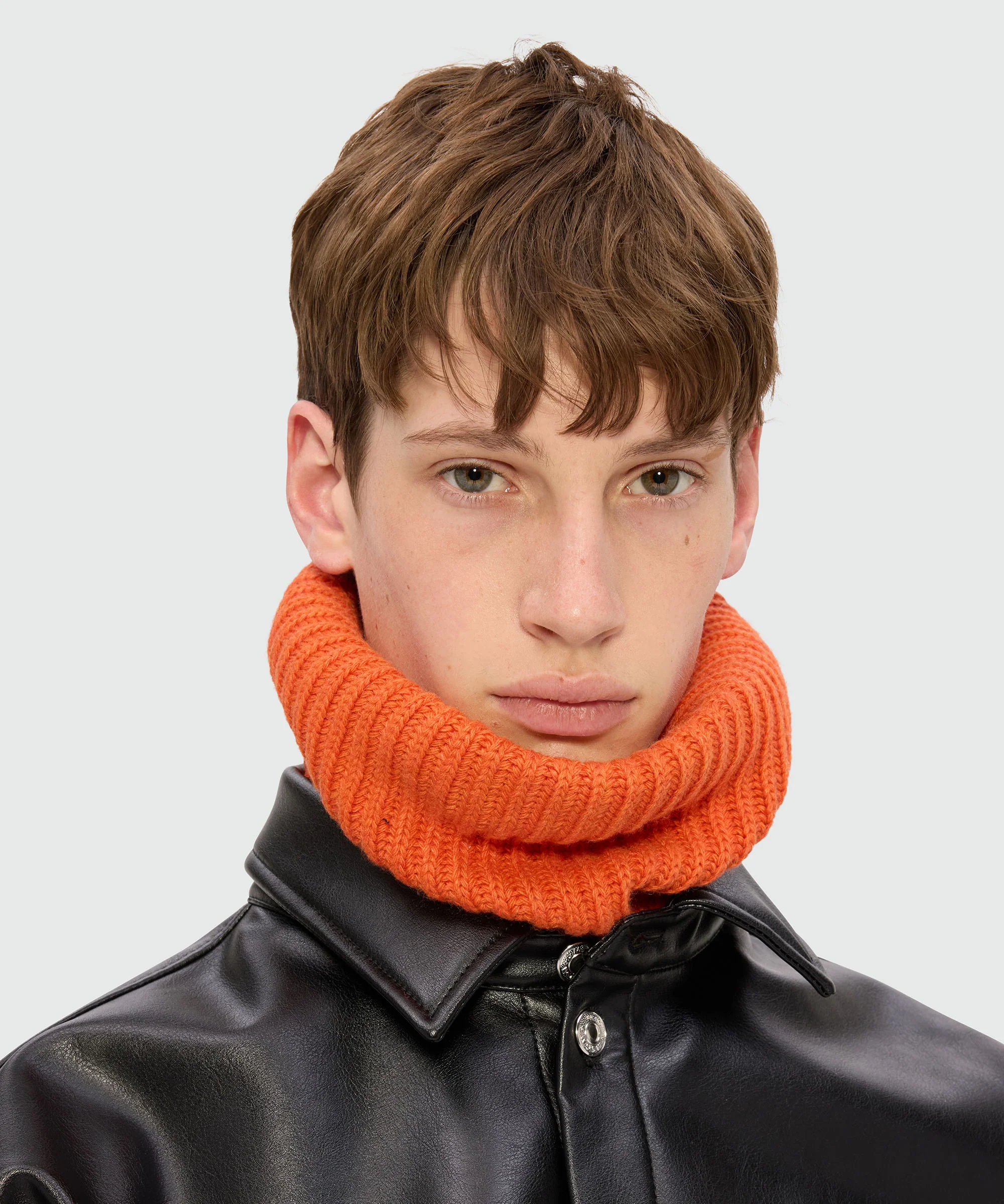 Orange ribbed neck warmer with MSGM label - Image 3