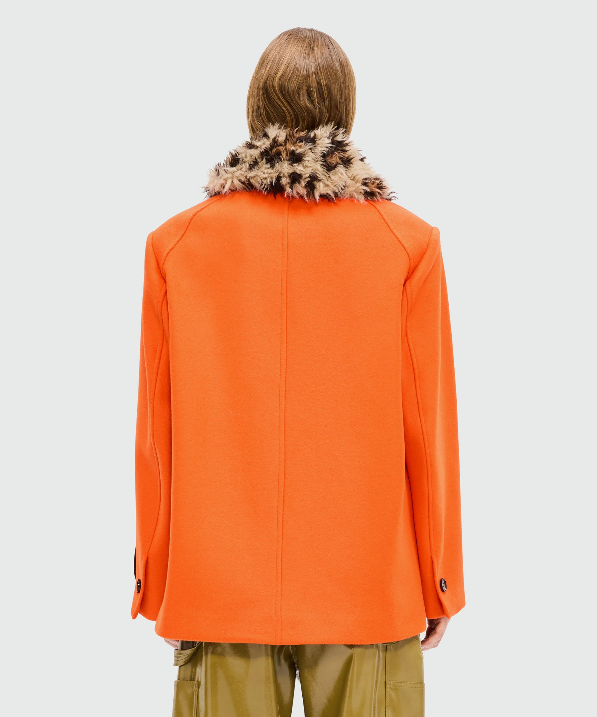 Orange wool jacket with shaggy animalier collar - Image 3