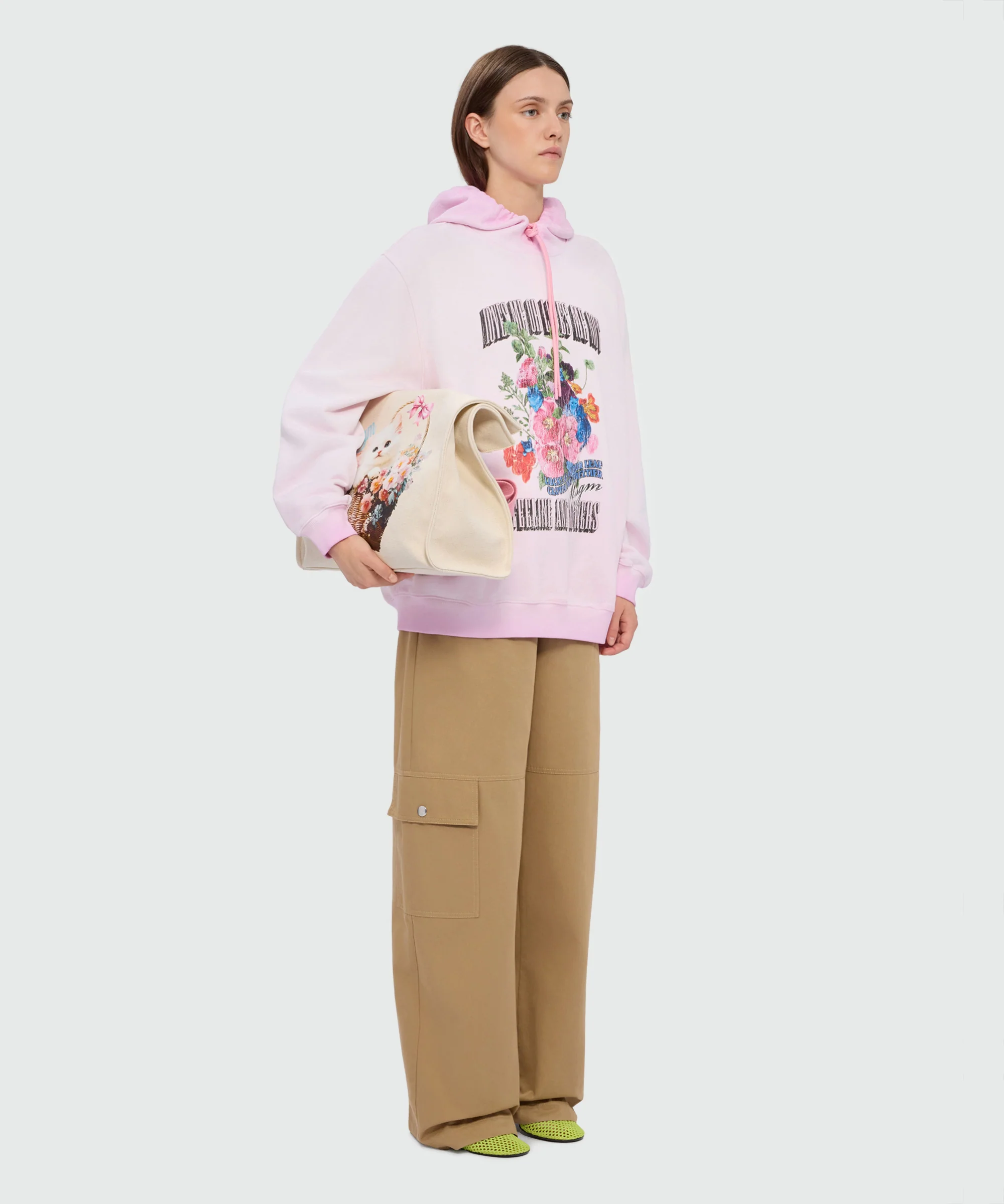 Pink cotton hoodie with hand-applied gradient treatment - Image 4