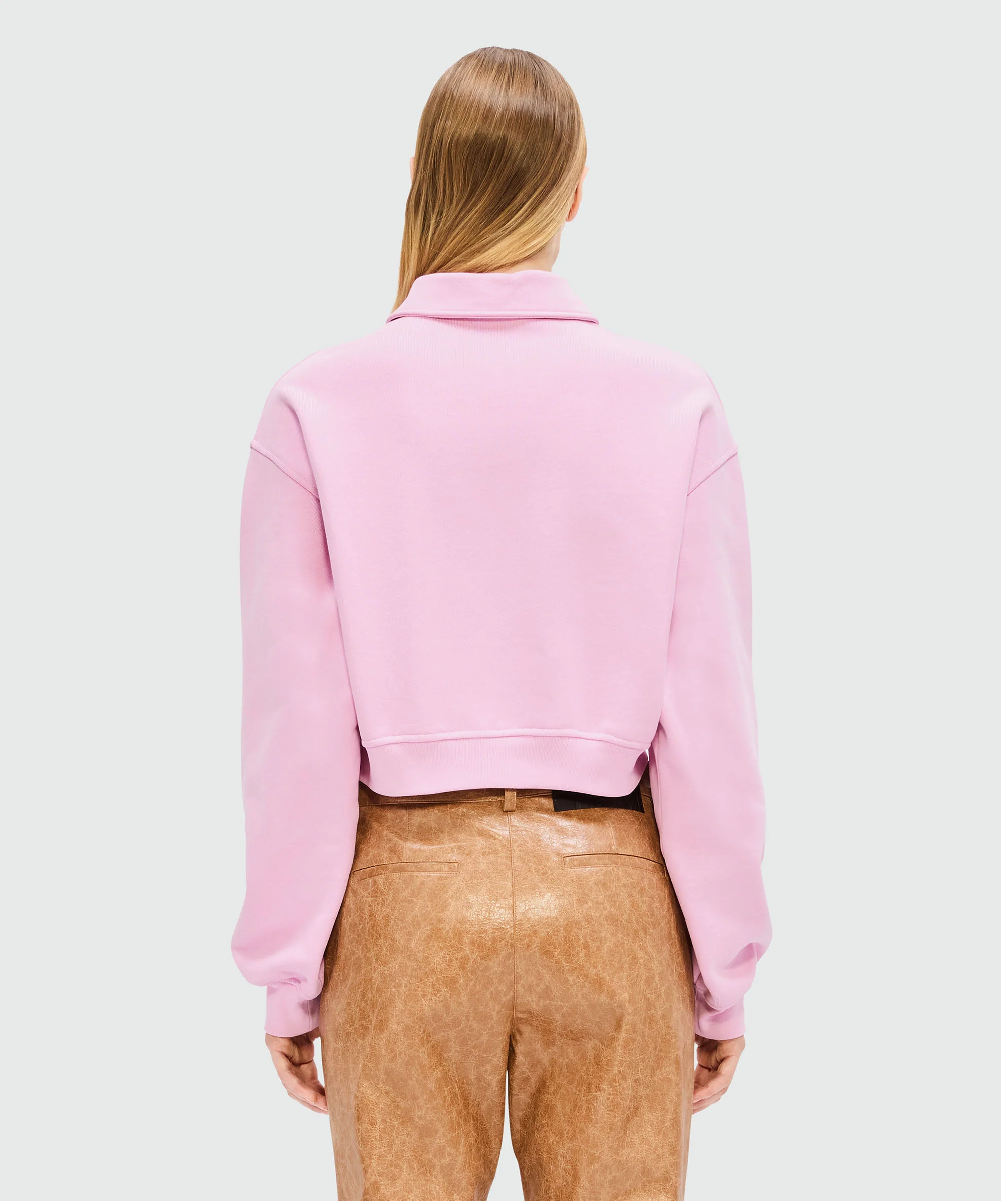 Pink cropped sweatshirt with 3D "Follow the Rabbit®" embroidery - Image 3