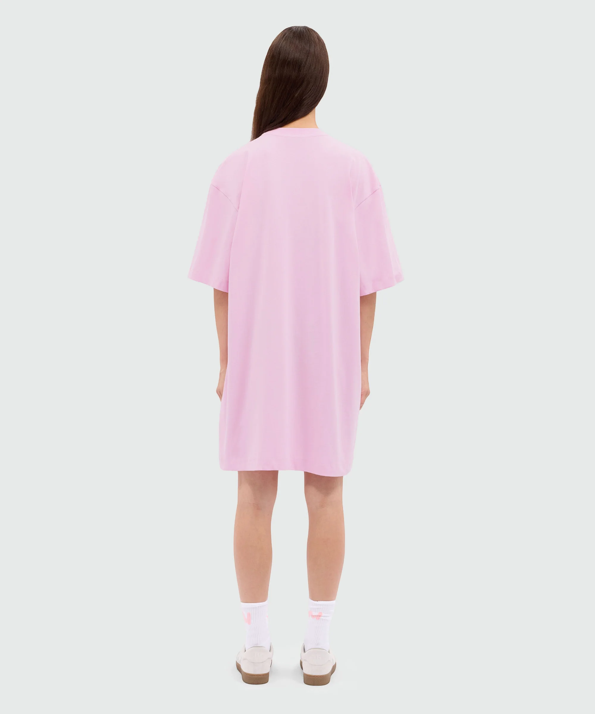 Pink jersey t-shirt dress with MSGM brushstroke logo - Image 3