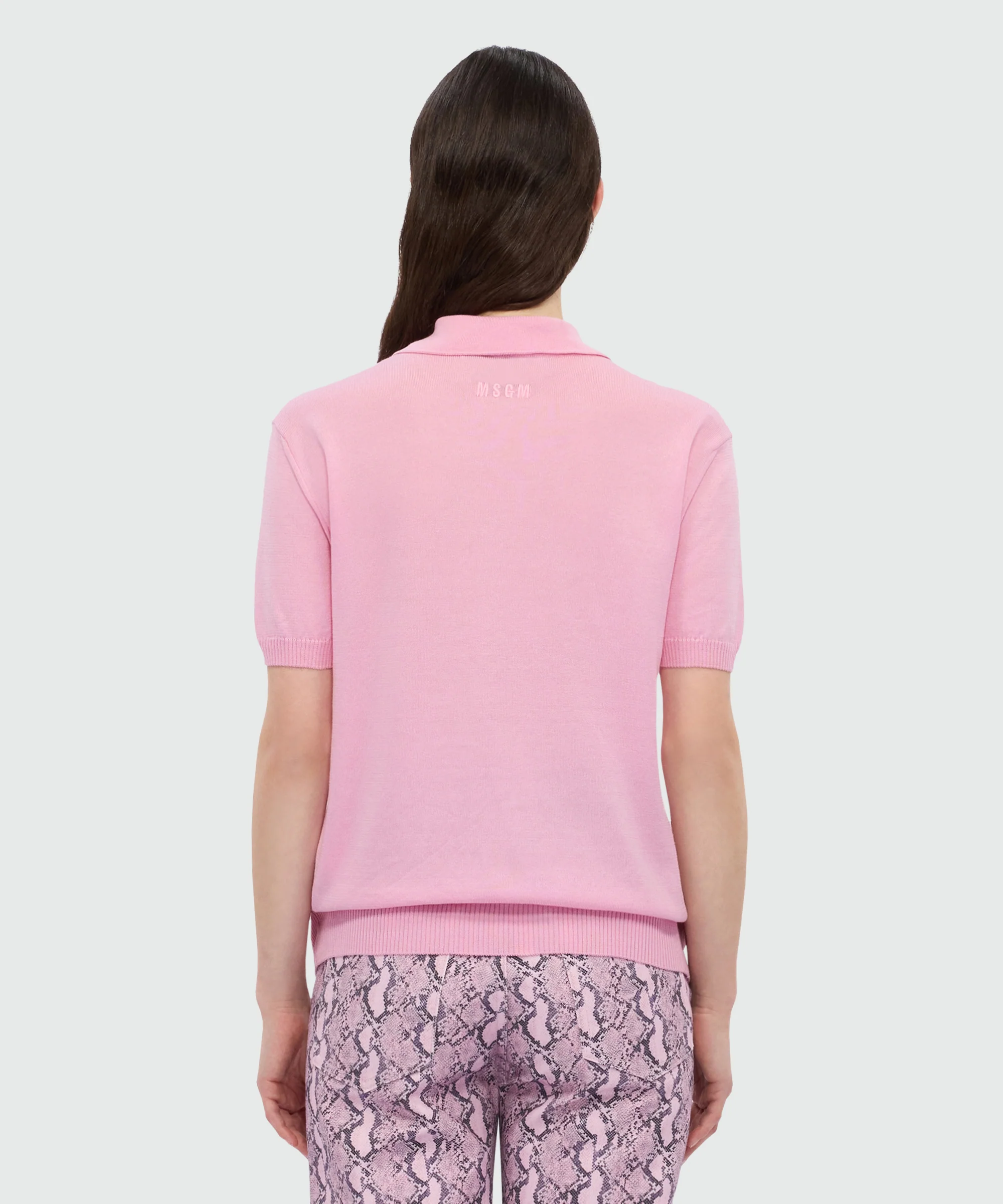 Pink knit polo with studs. - Image 3