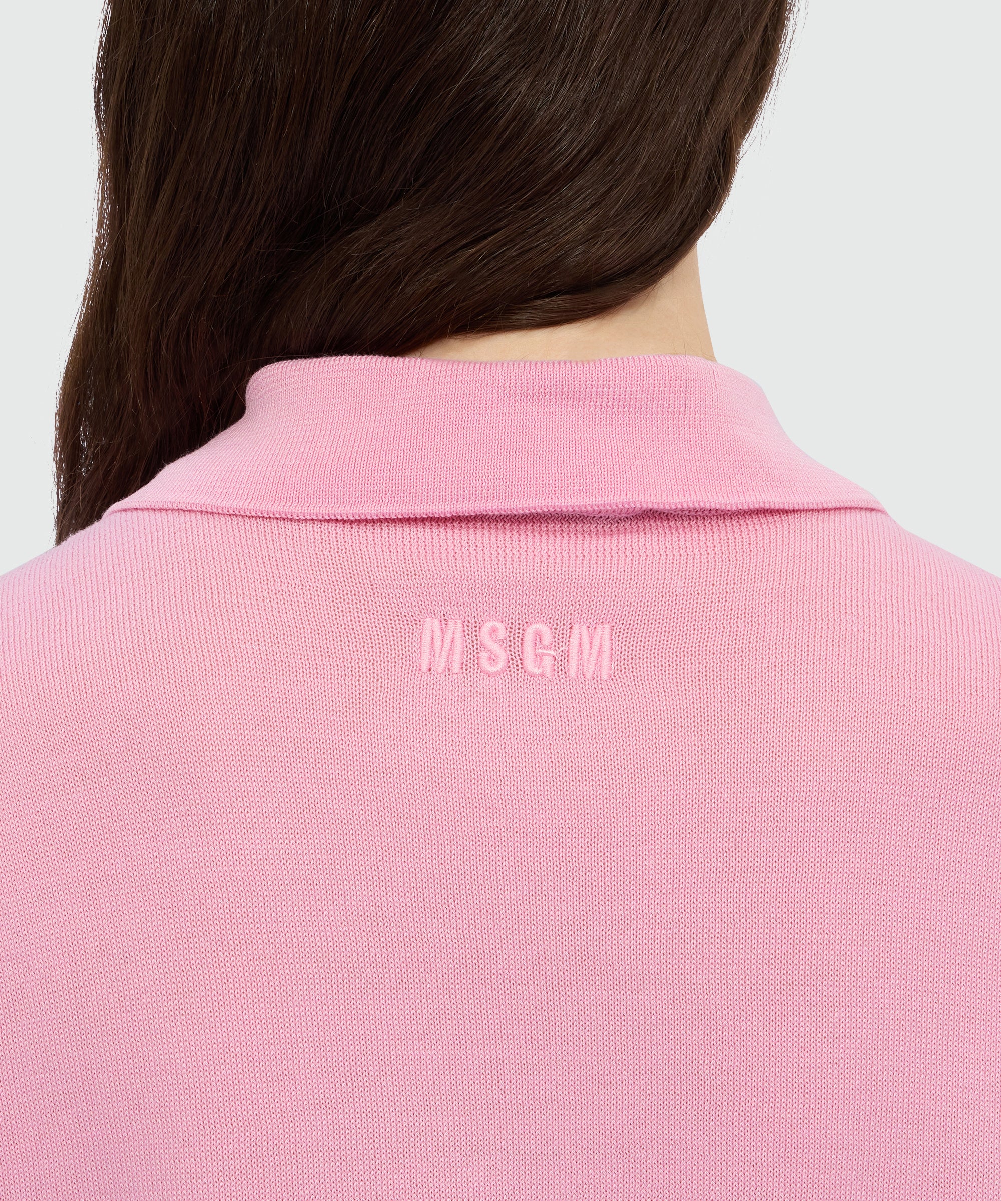 Pink knit polo with studs. - Image 5