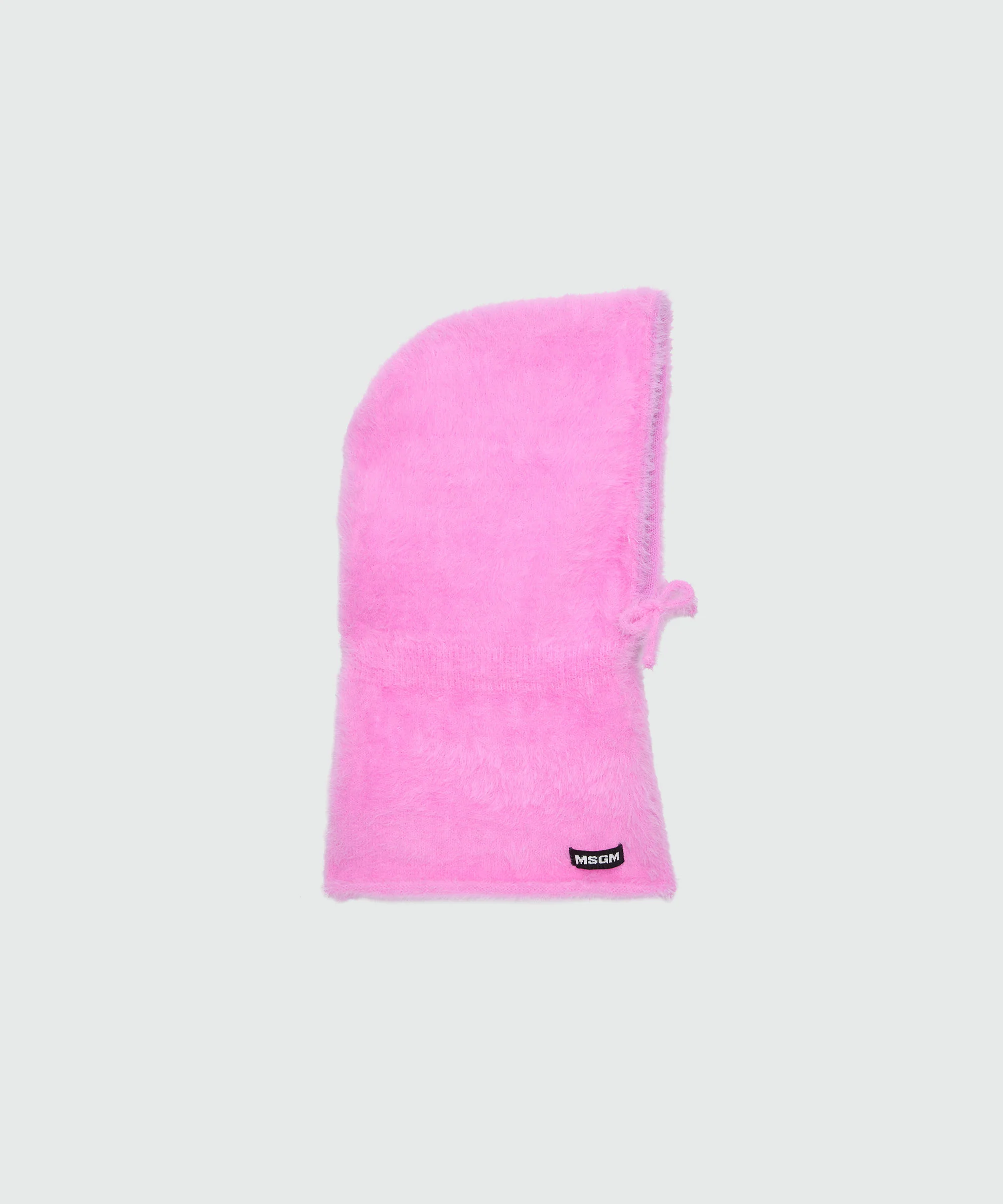 Pink knitted balaclava with MSGM logo label