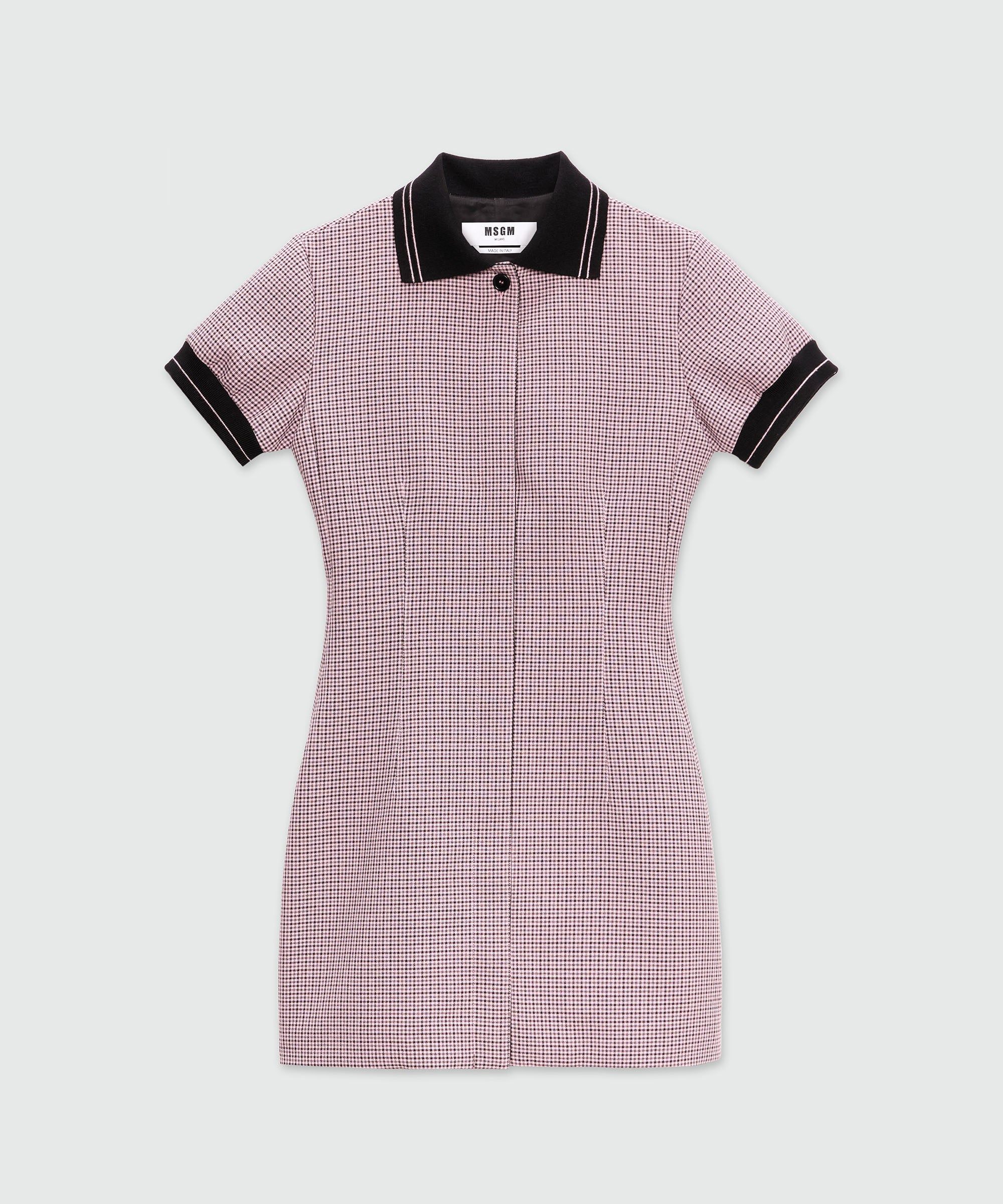 Pink mini dress with check pattern