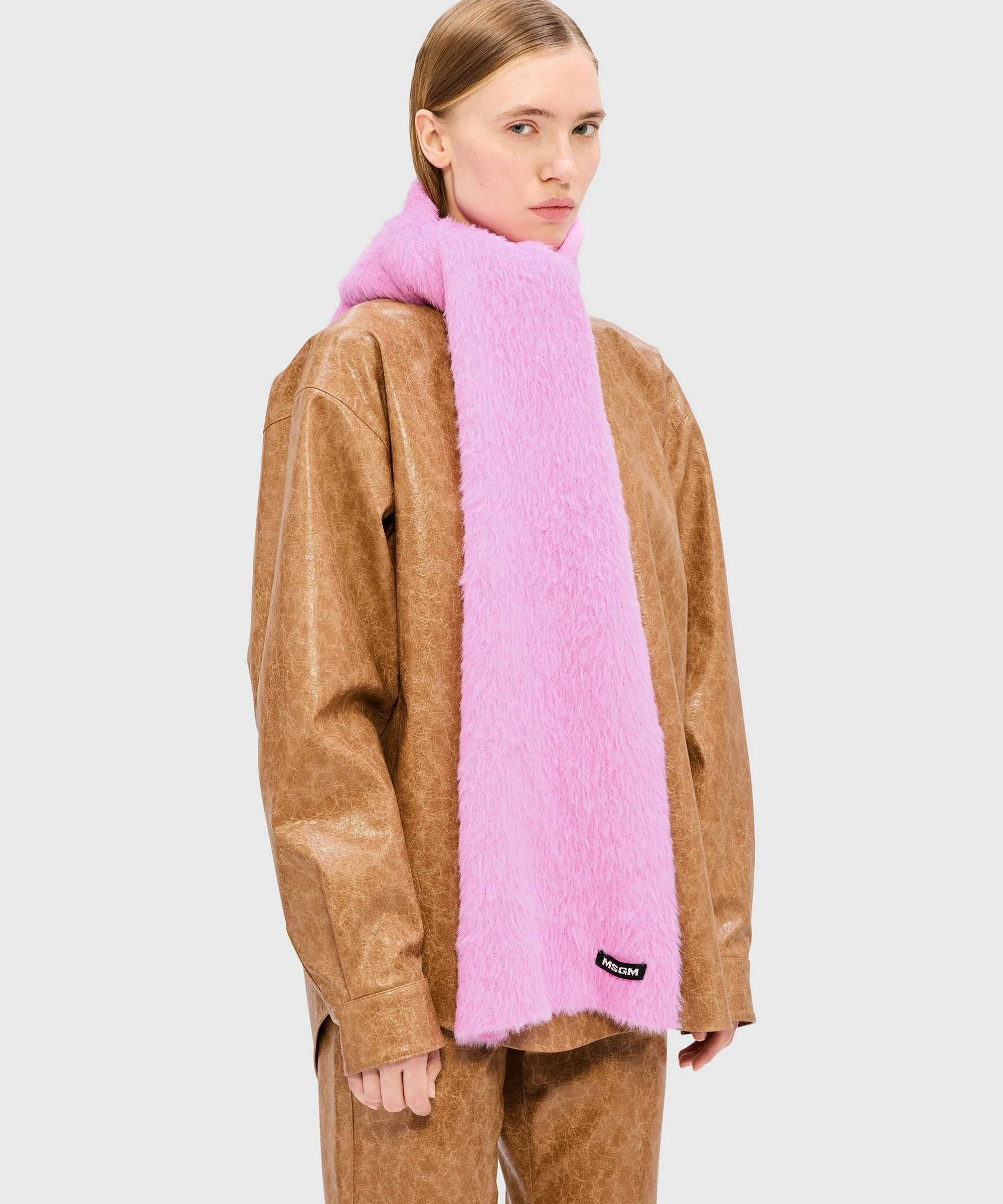Pink scarf with MSGM logo label - Image 3