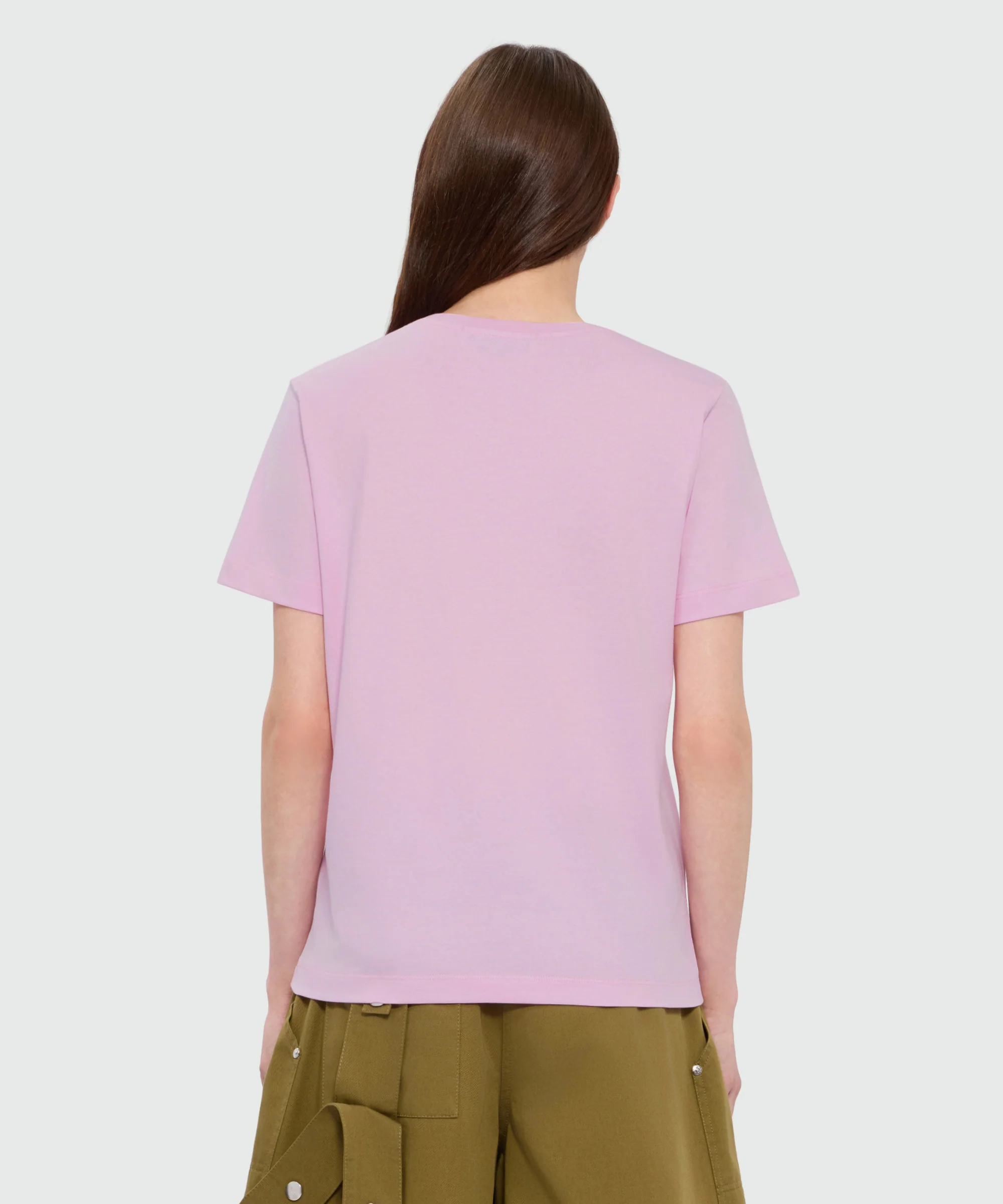 Pink short-sleeve cotton jersey T-shirt with MSGM embroidery - Image 3