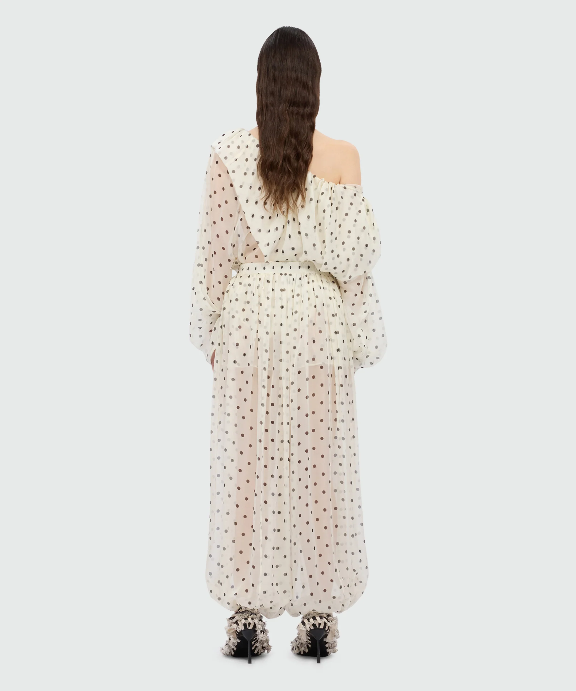 Polka dot chiffon balloon trousers. - Image 3