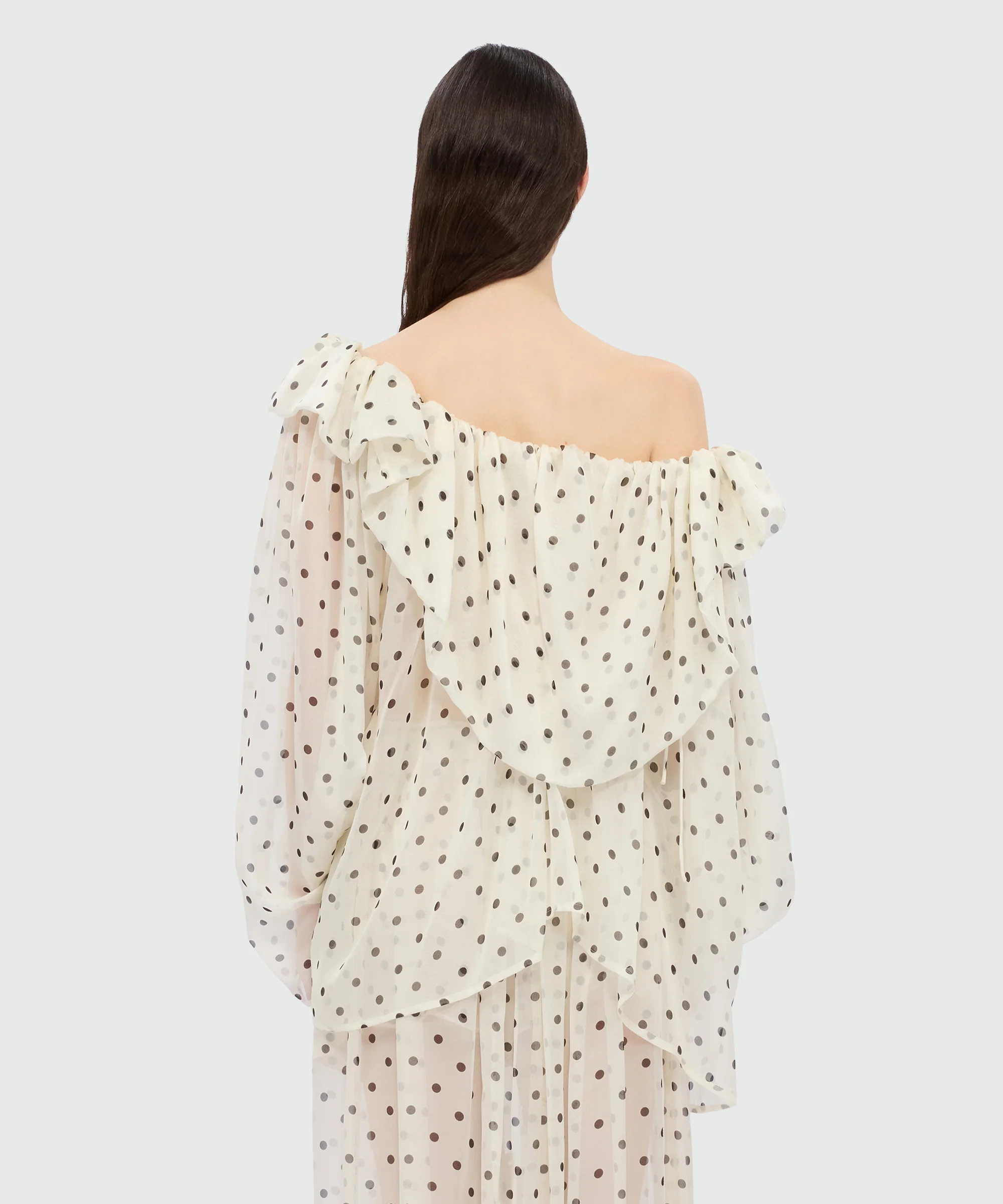 Polka dot chiffon blouse with maxi ruffle. - Image 3
