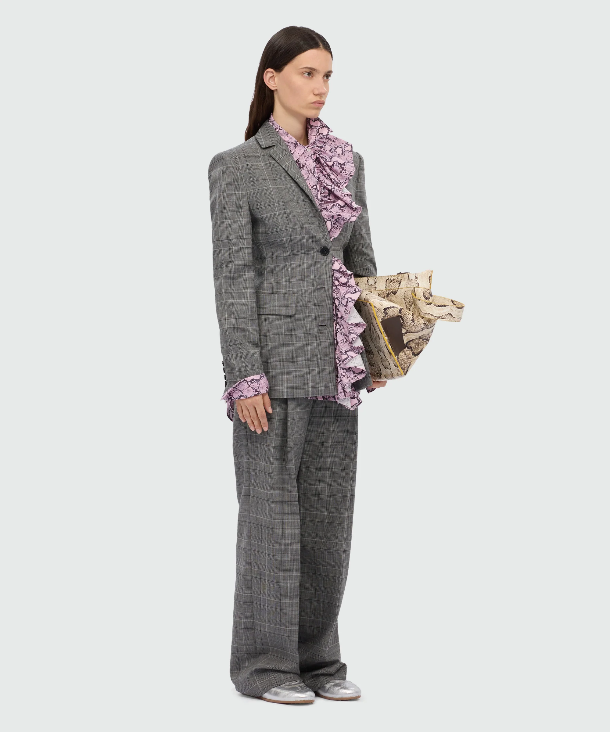 Prince of Wales wool single-breasted jacket. - Image 5