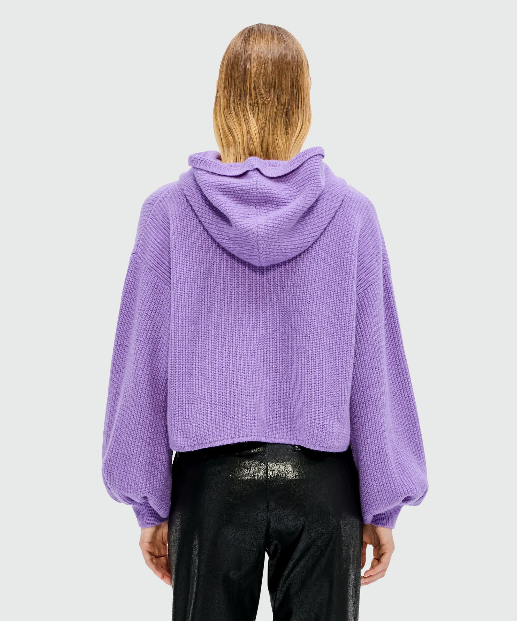 Purple cashmere blend hooded sweater with MSGM logo - Image 3
