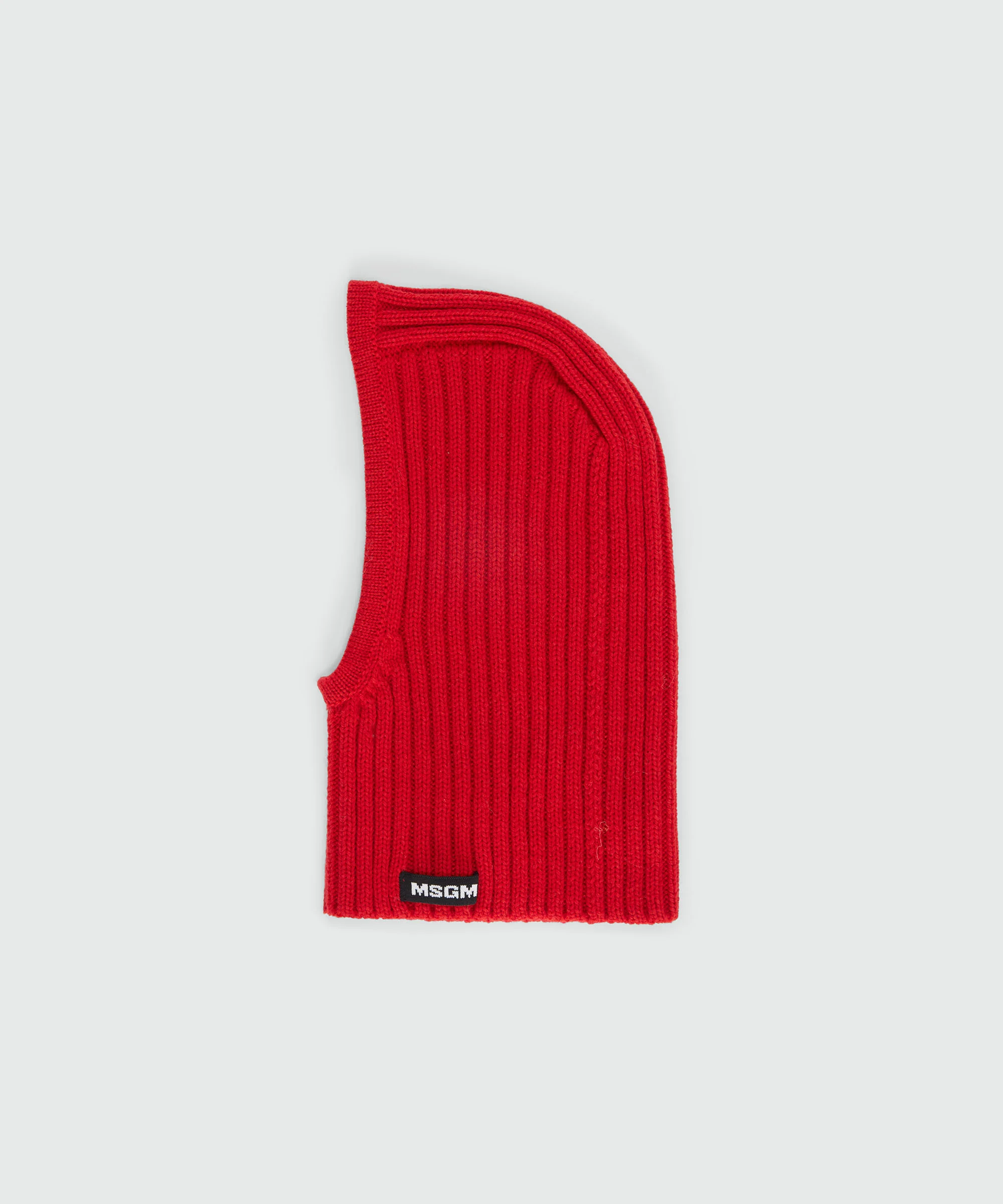 Red knitted balaclava with MSGM logo label