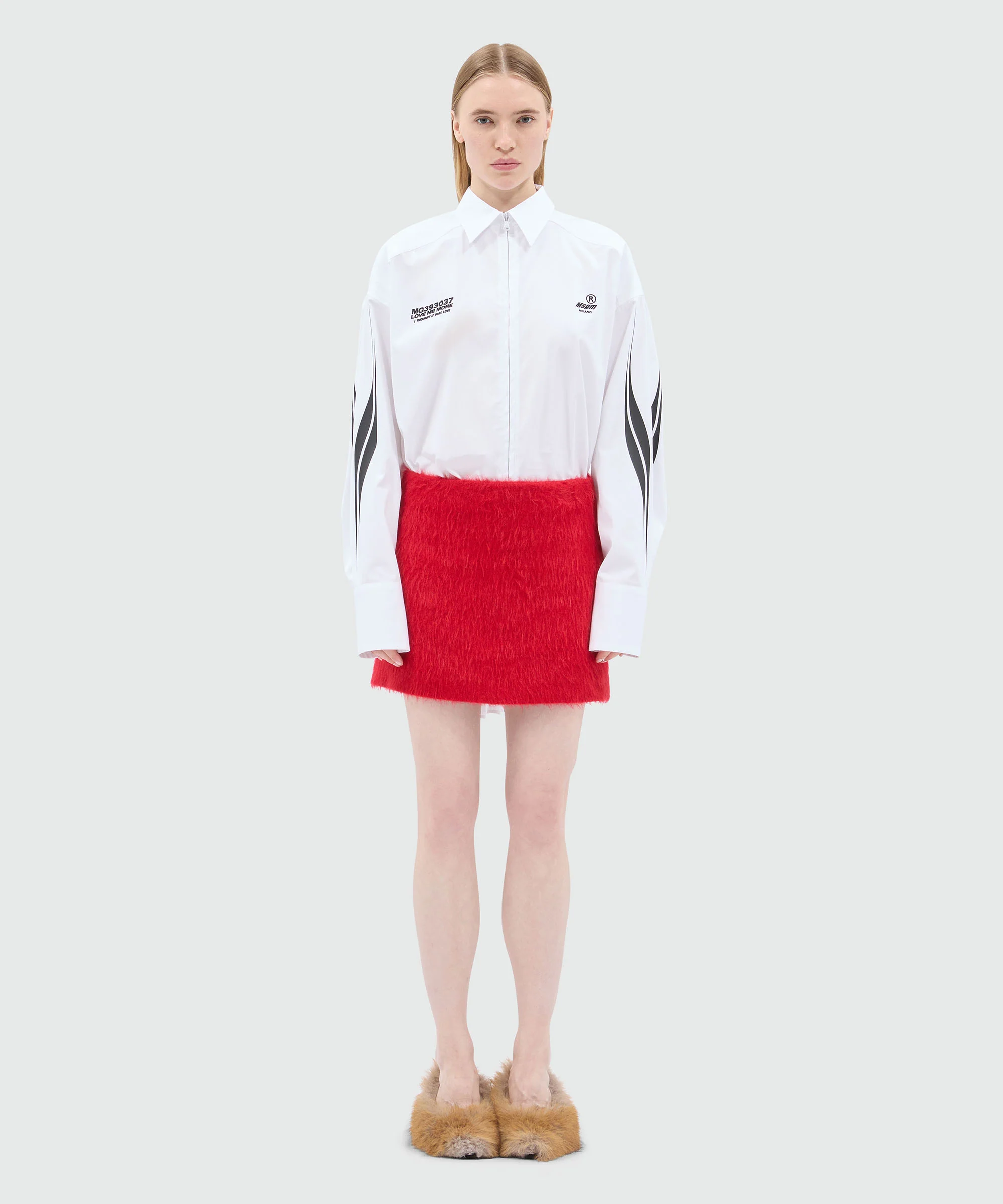 Red miniskirt in brushed wool felt - Image 2