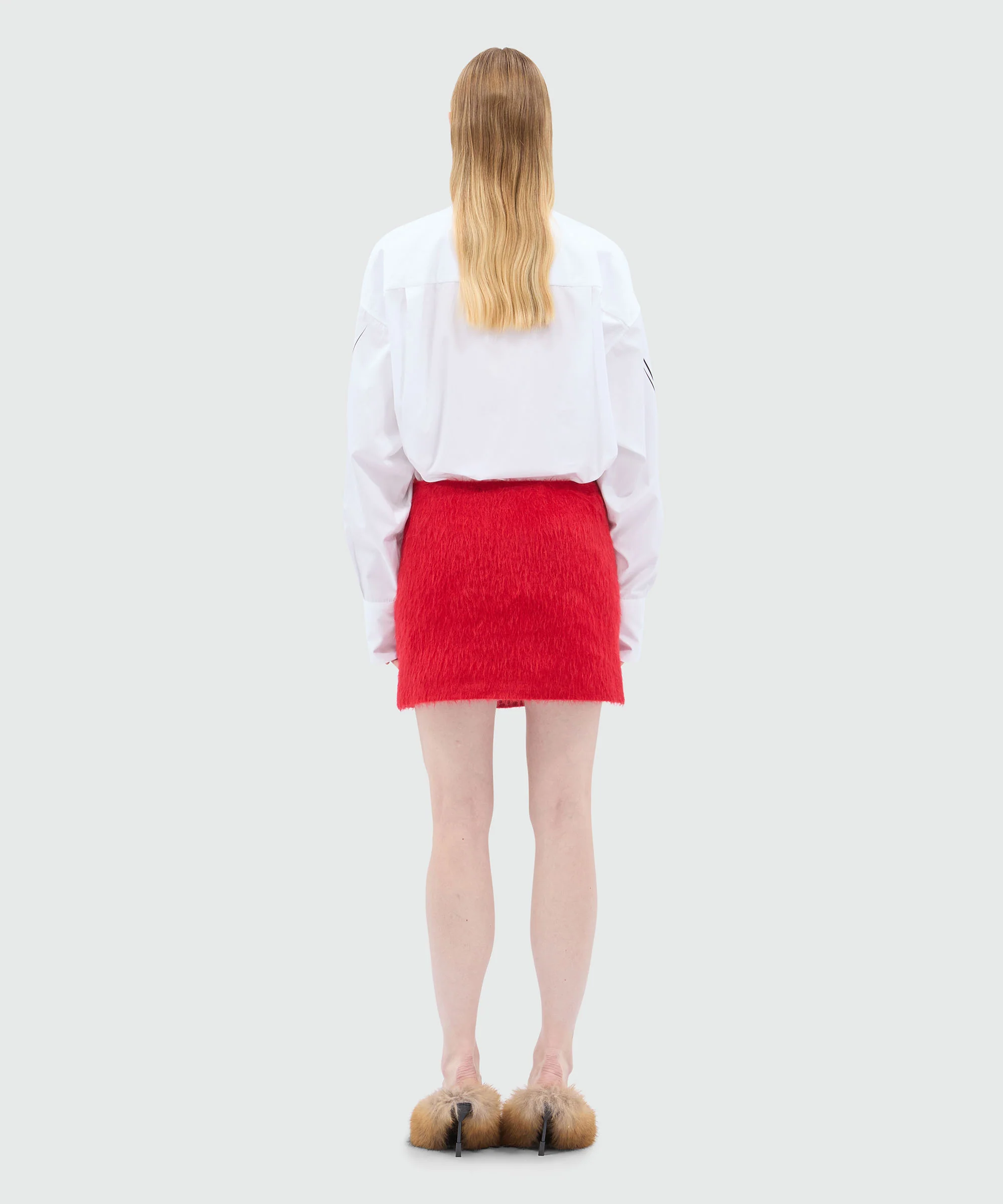 Red miniskirt in brushed wool felt - Image 3