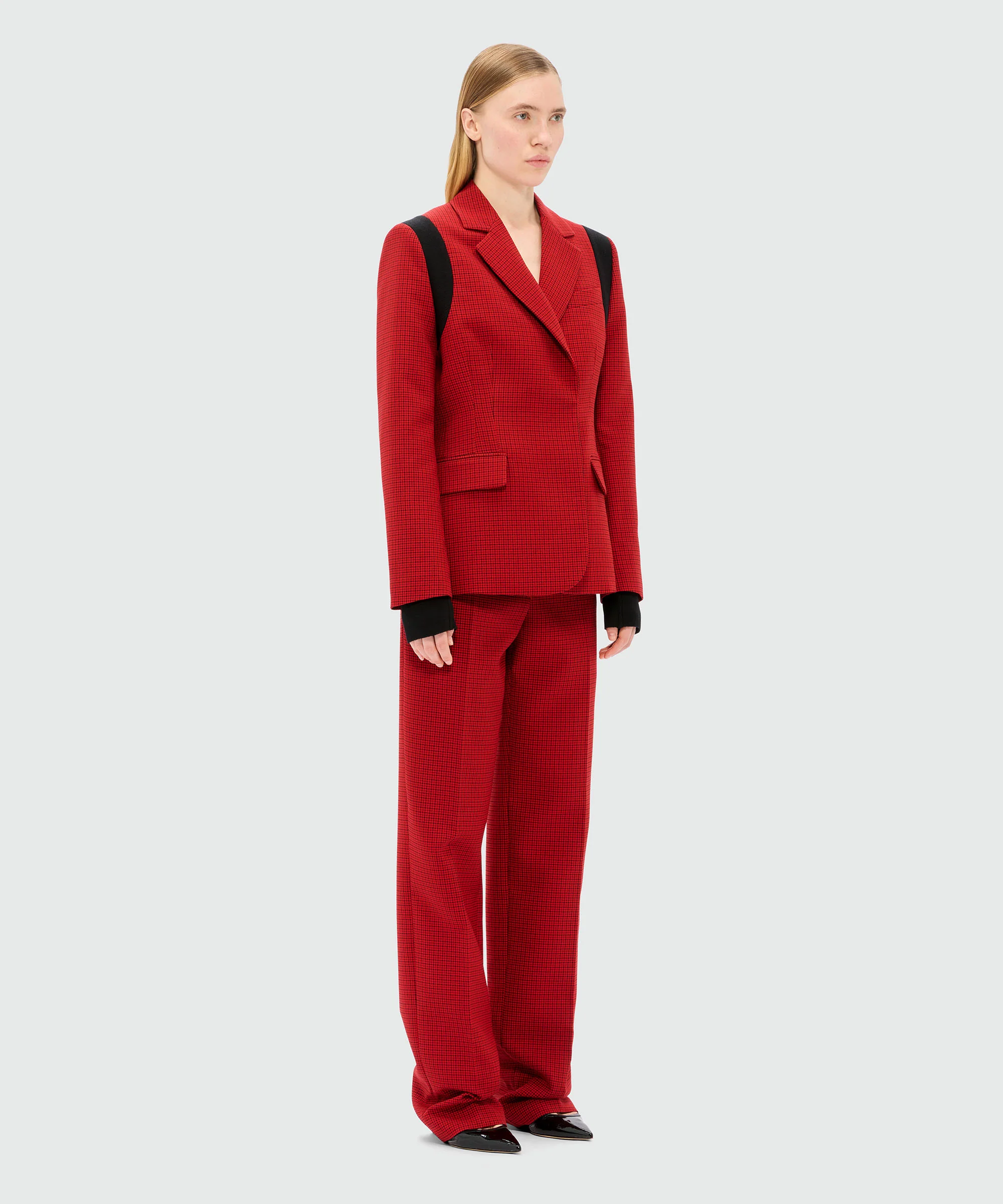 Red trousers with check pattern - Image 4