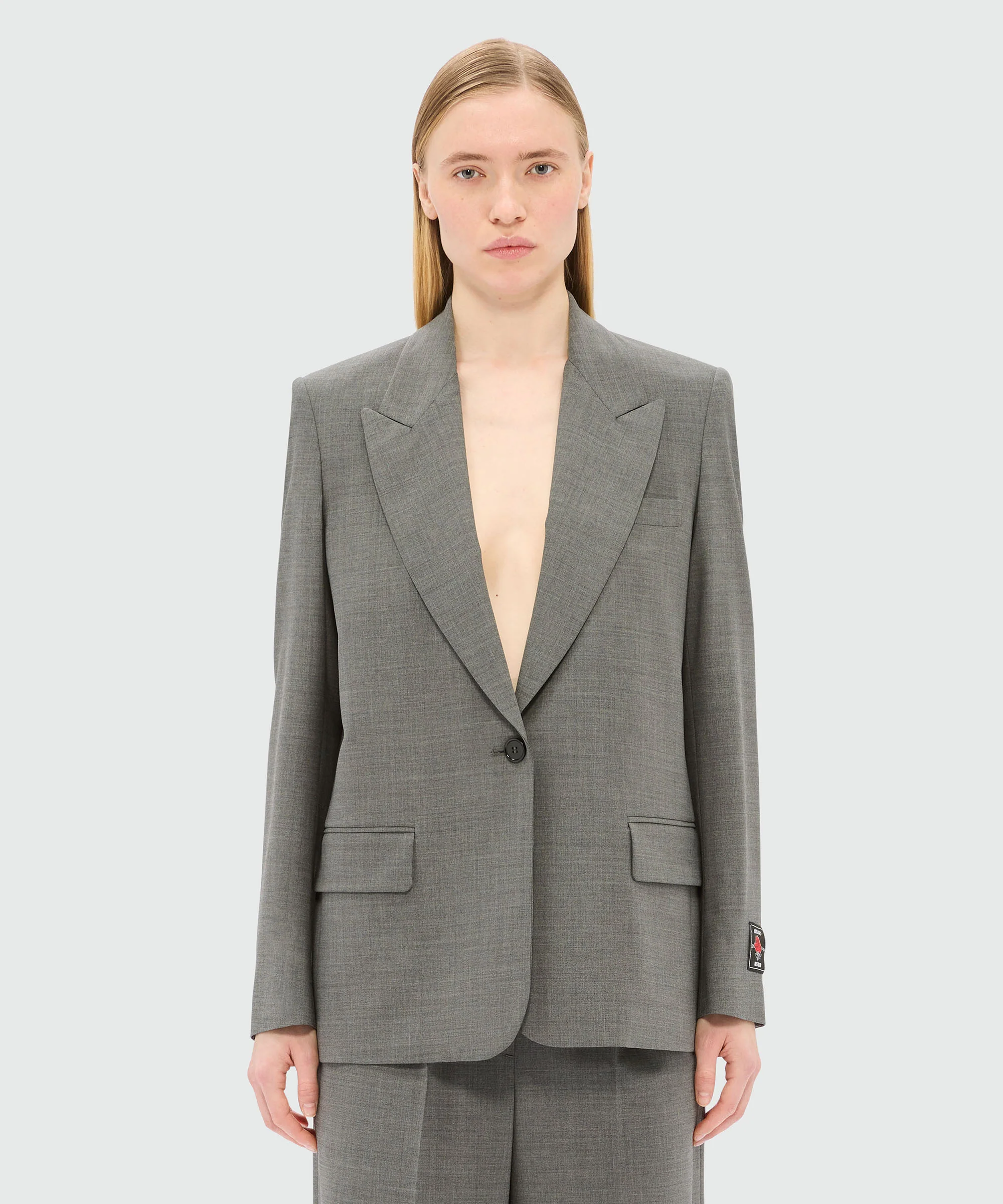 Single-breasted anthracite jacket in cool wool - Image 2