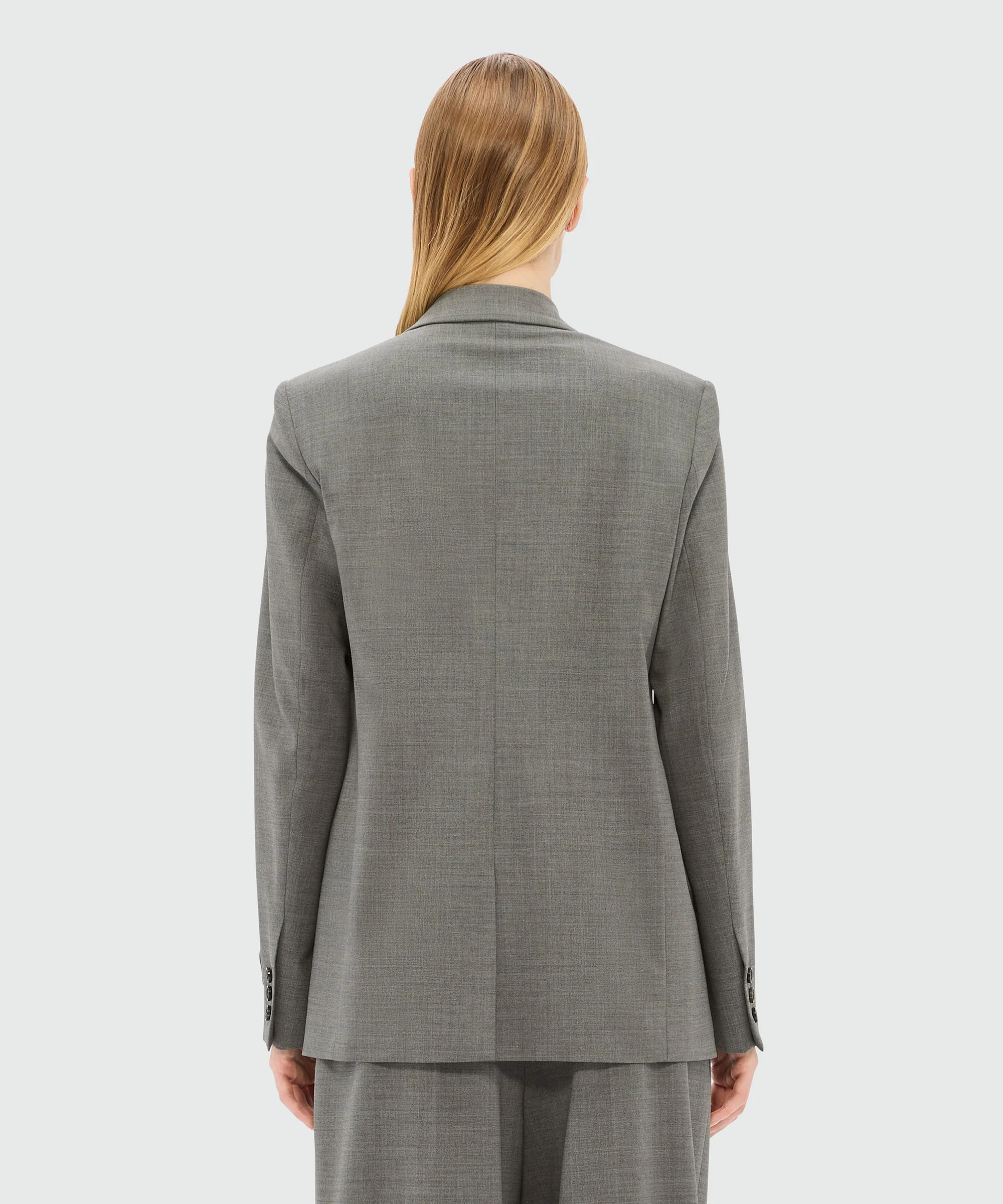 Single-breasted anthracite jacket in cool wool - Image 3