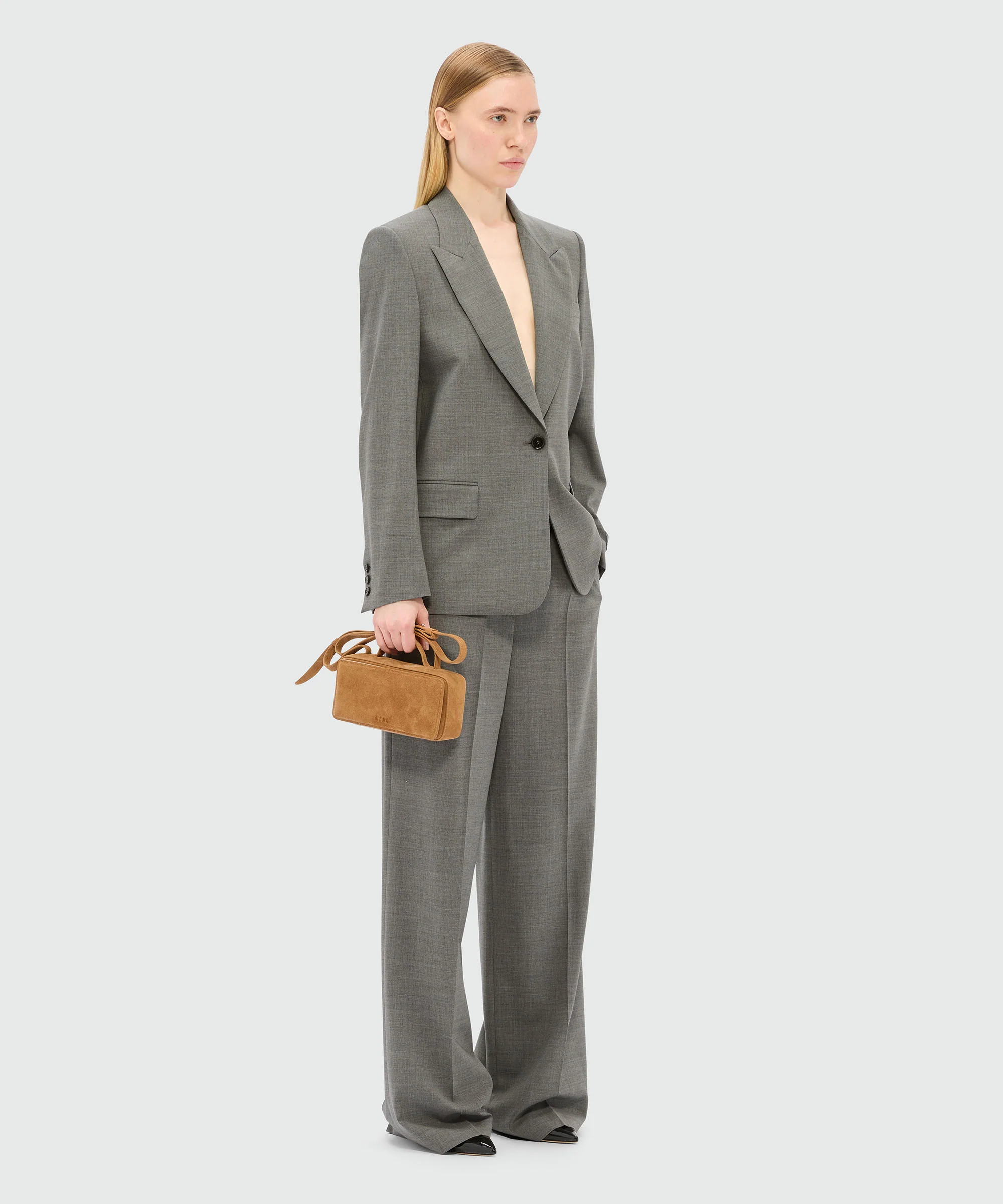 Single-breasted anthracite jacket in cool wool - Image 4
