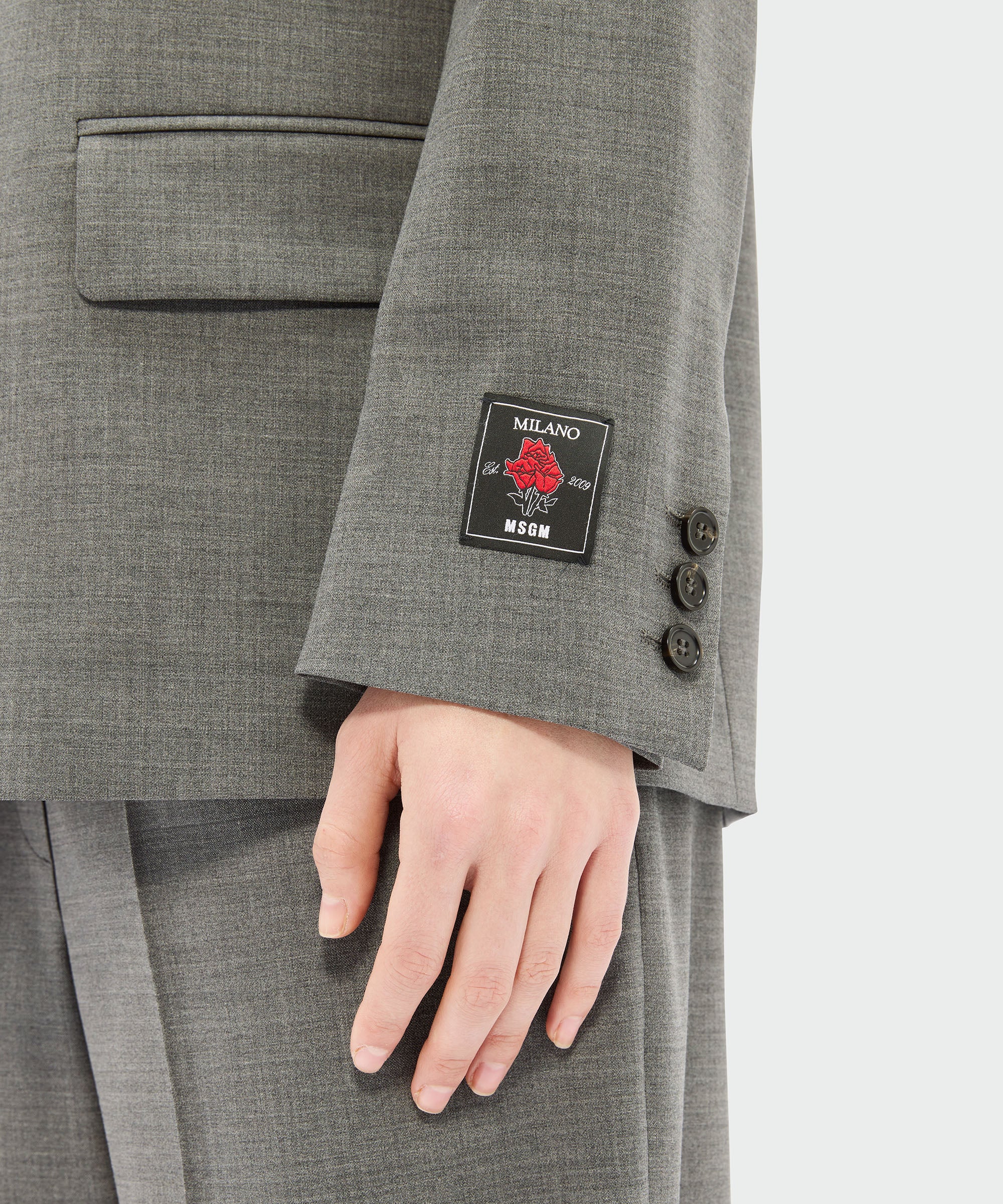 Single-breasted anthracite jacket in cool wool - Image 5