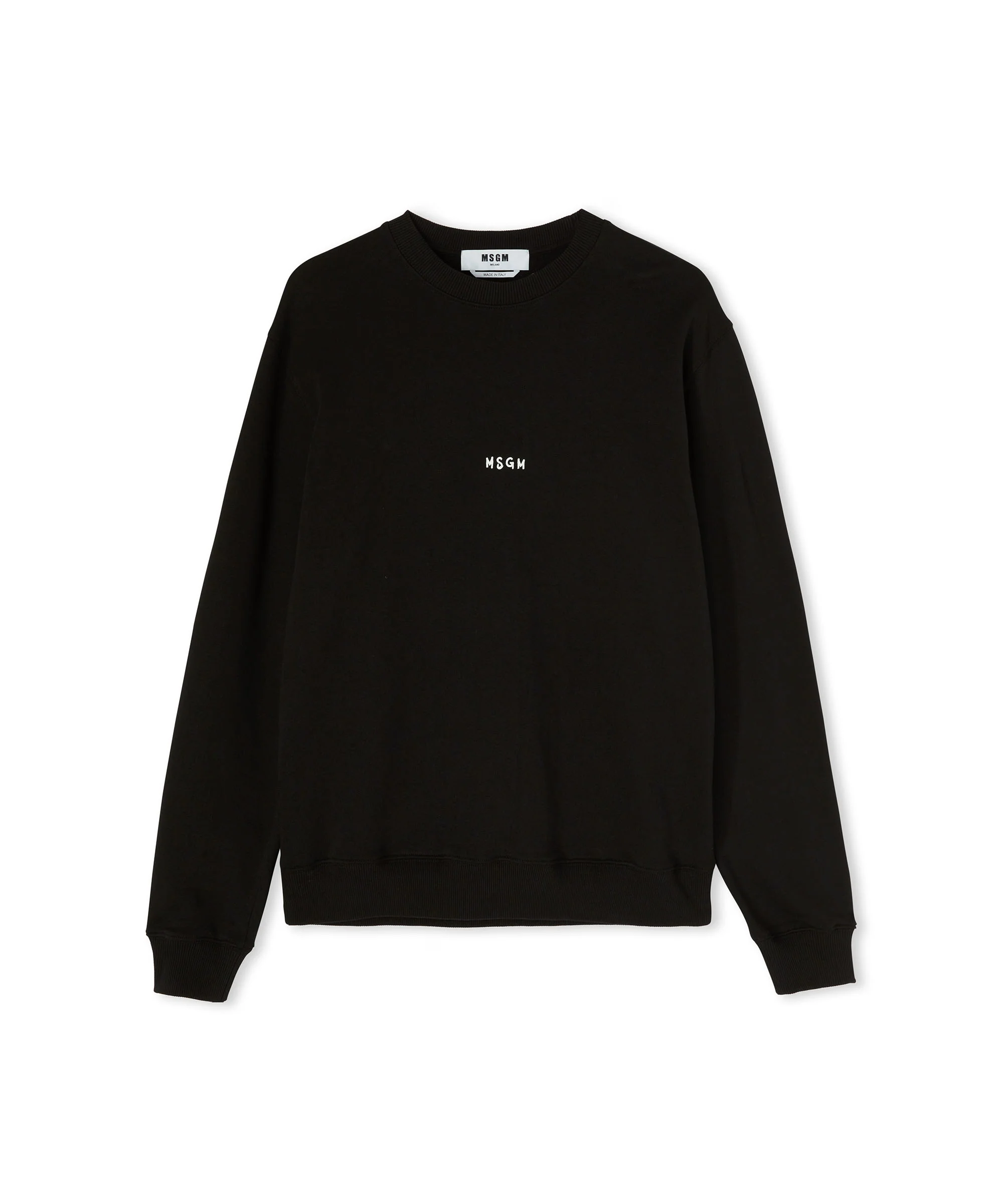 Solid color cotton crewneck sweatshirt with MSGM micro logo