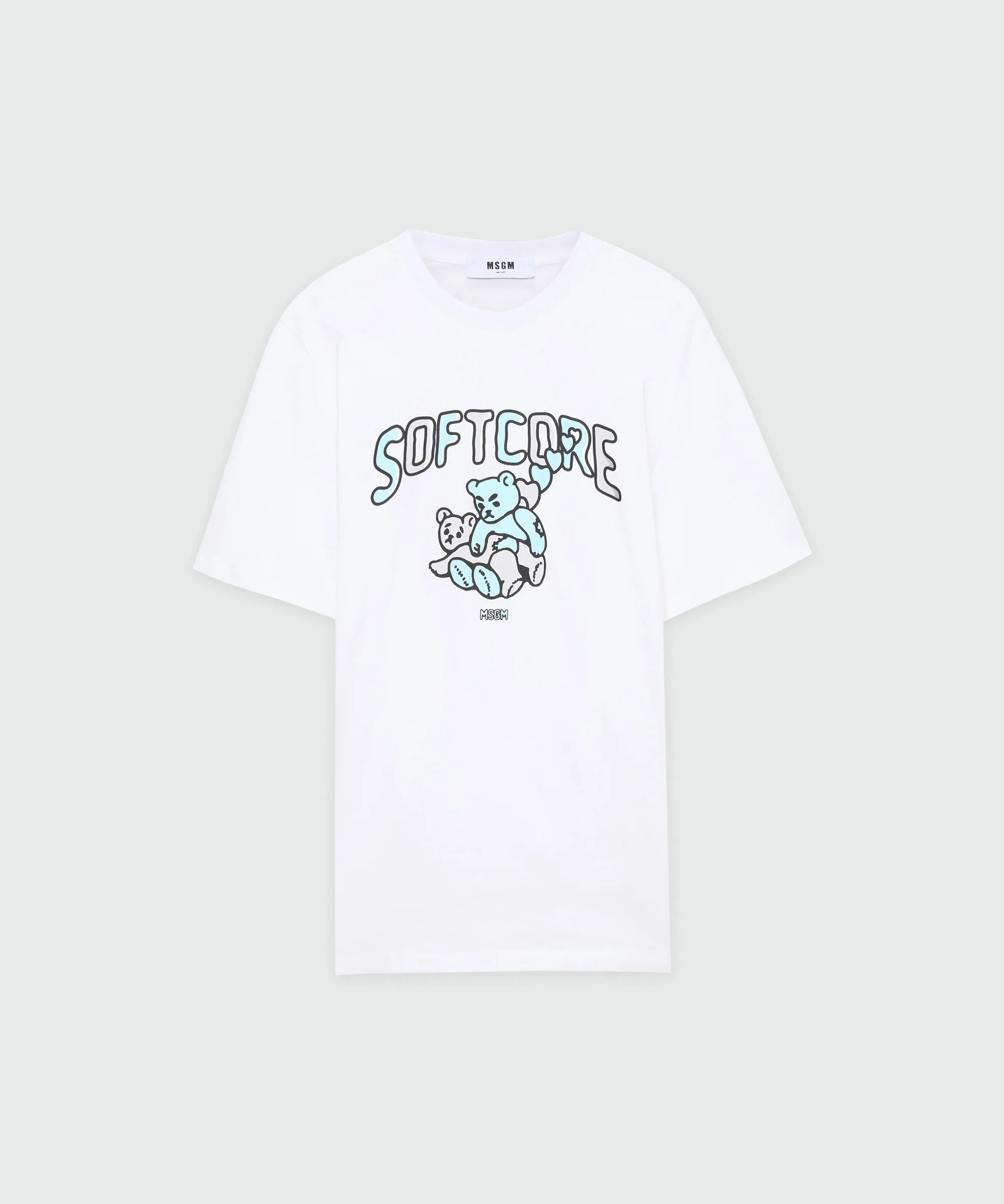 White cotton T-shirt with MSGM Softcore print