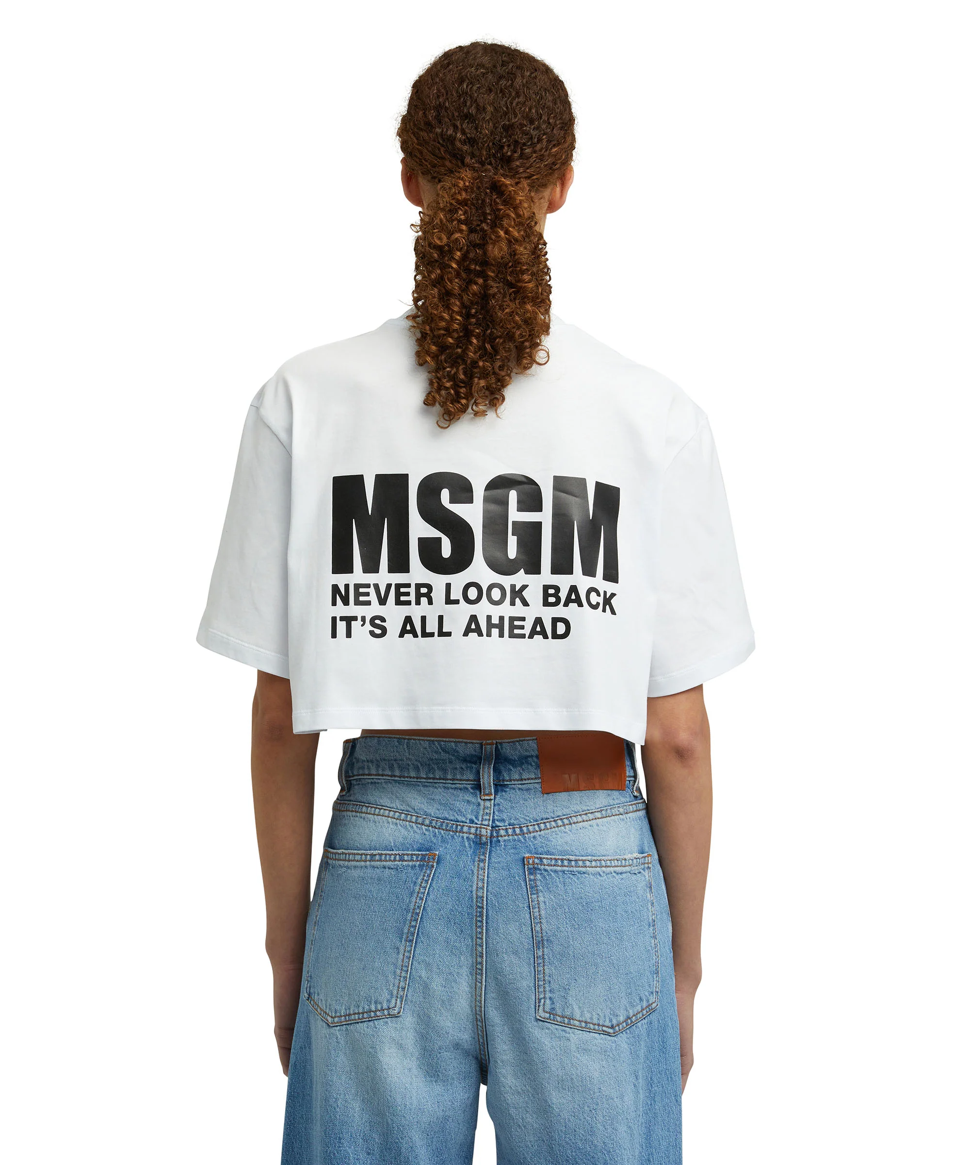 White jersey crop-top T-shirt with Impact logo - Image 4