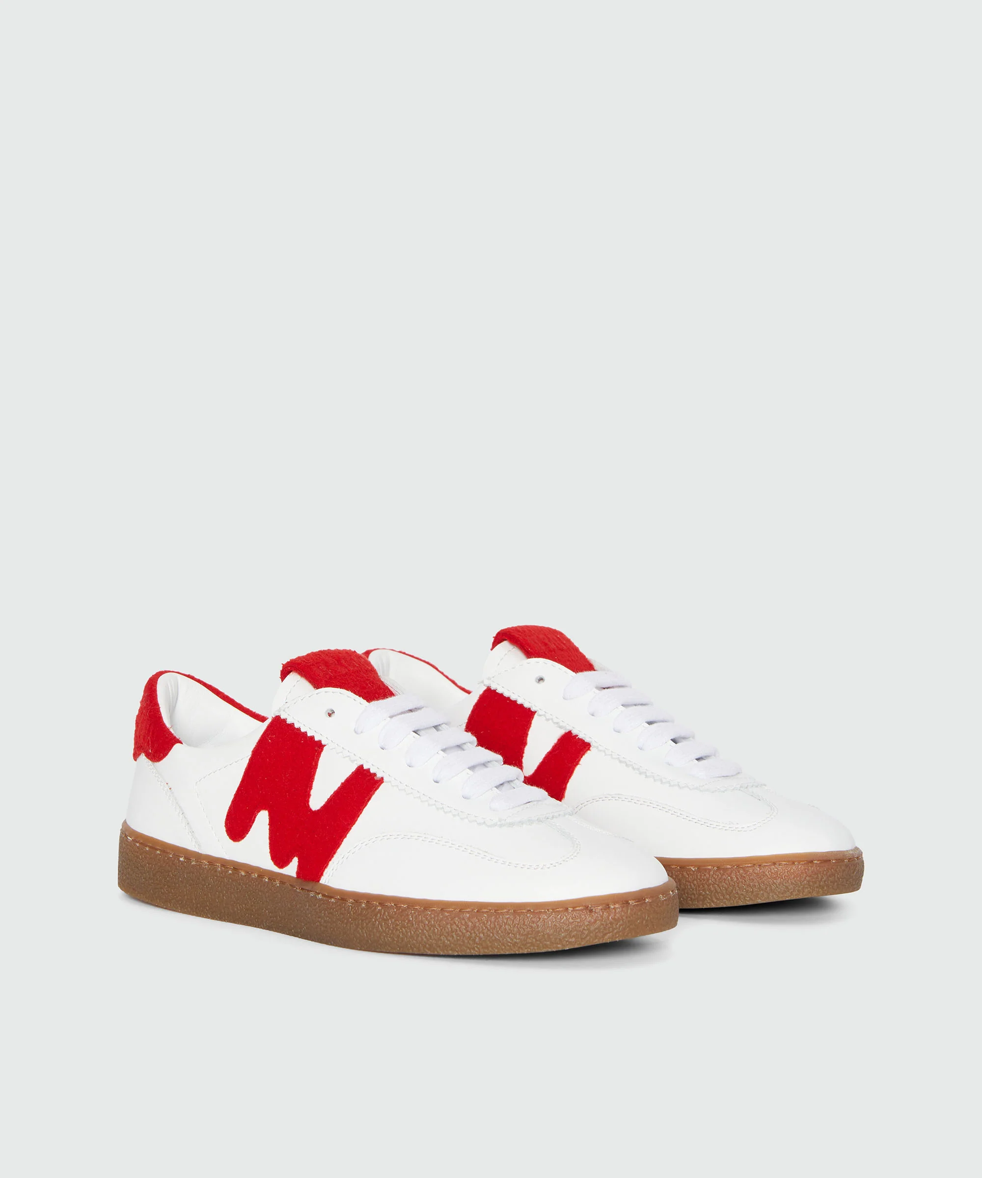 White Leather Retro Trainer Sneakers - Image 3