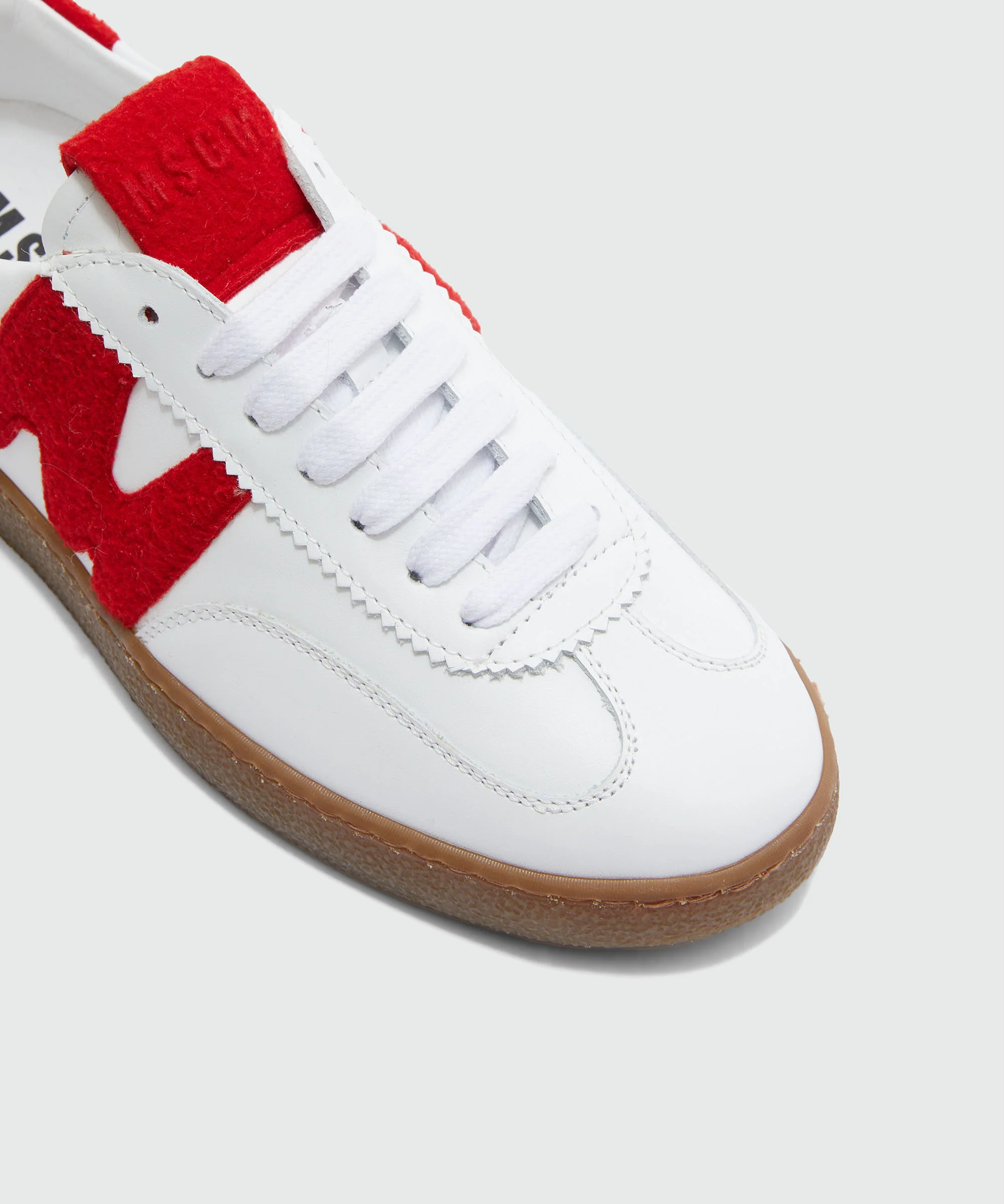White Leather Retro Trainer Sneakers - Image 4