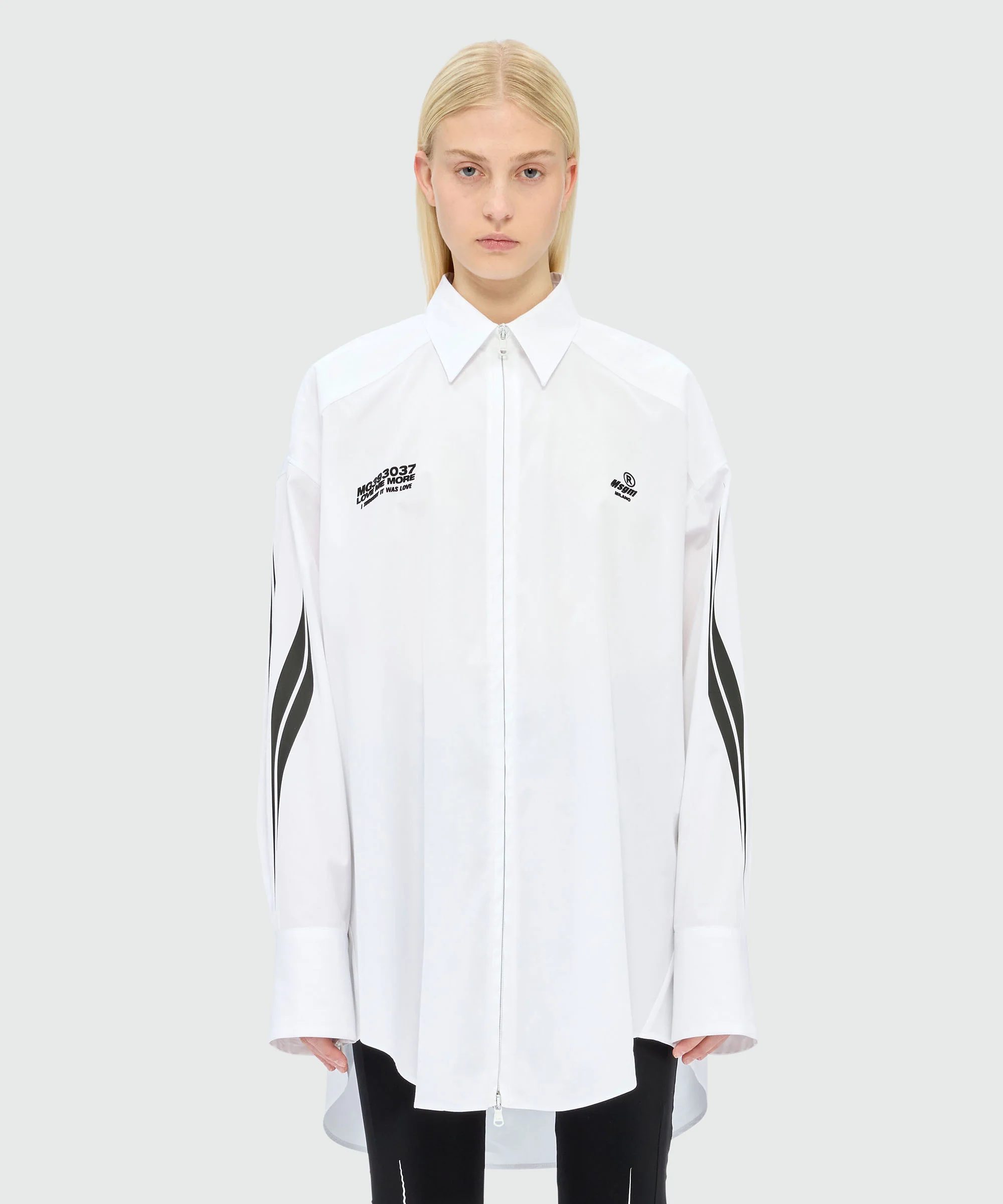 White poplin shirt with MSGM Race graphic - Image 2