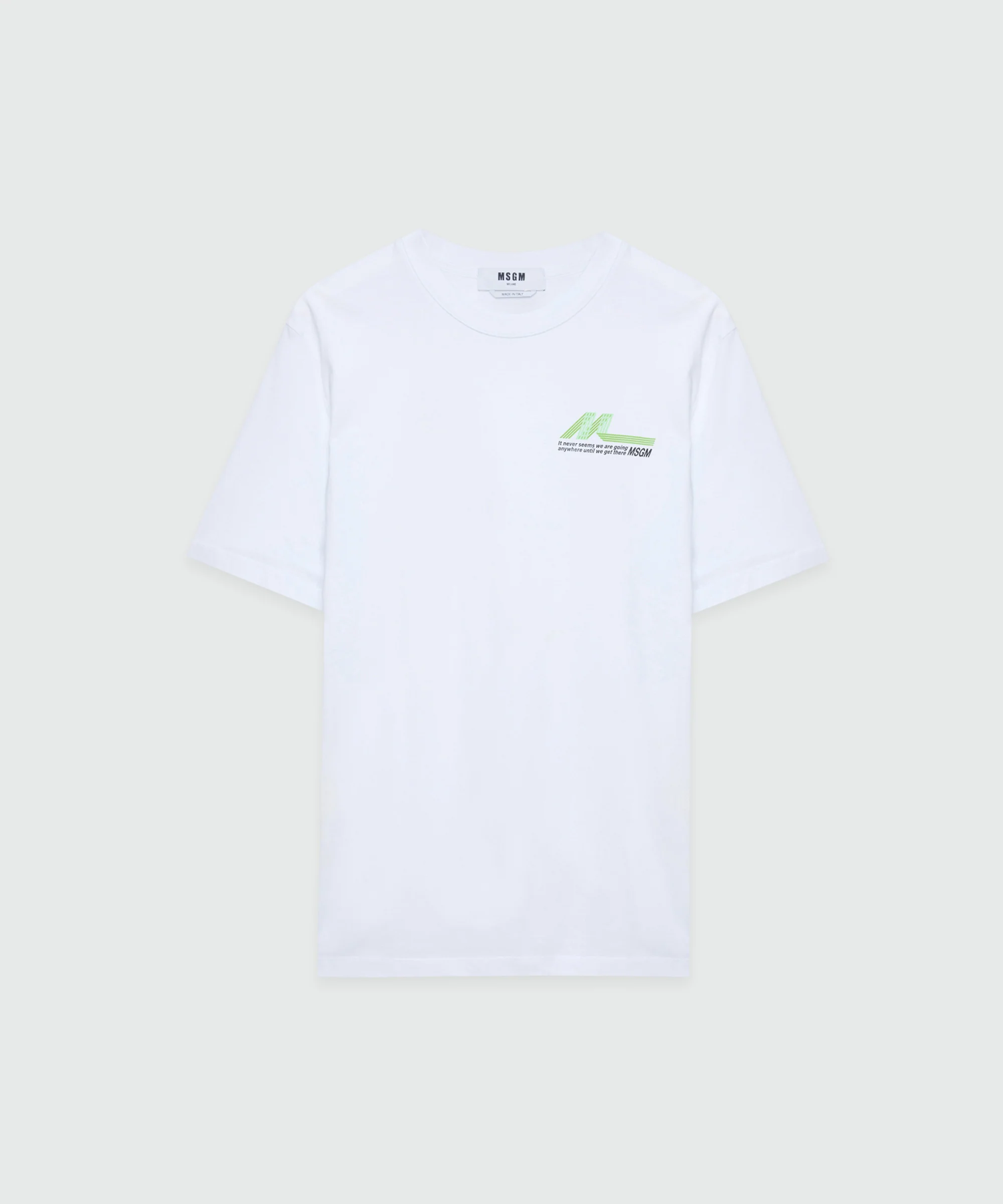 White short-sleeve cotton jersey T-shirt with chest print