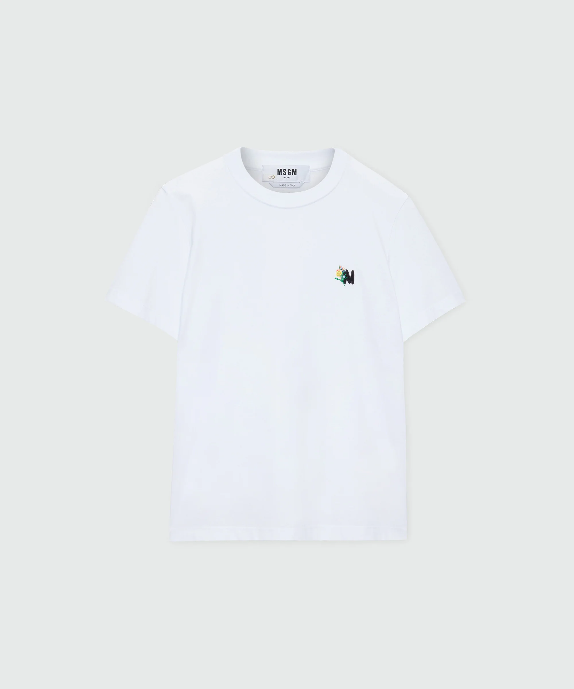 White short-sleeve cotton jersey T-shirt with Mwave logo embroidery on the chest