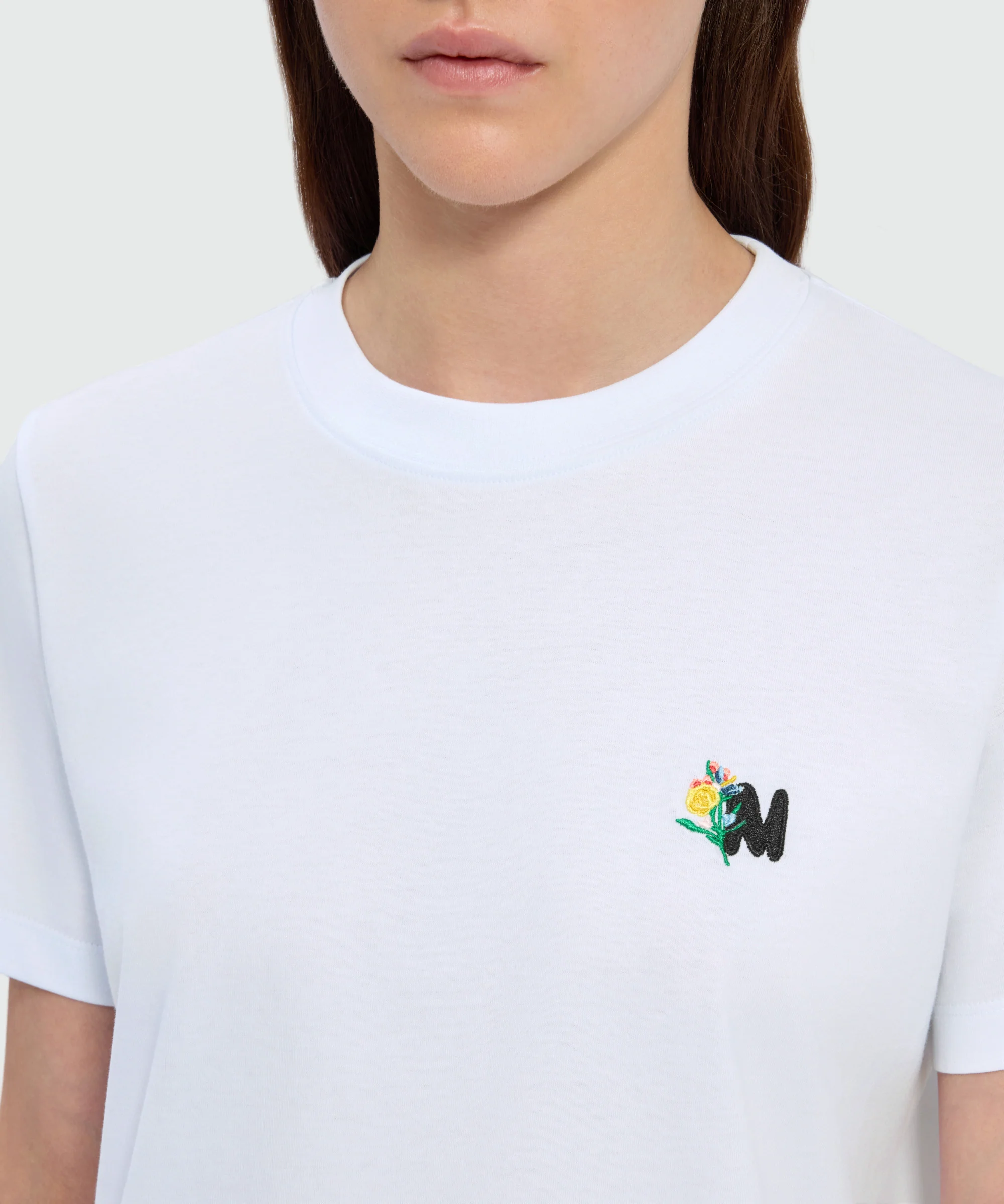 White short-sleeve cotton jersey T-shirt with Mwave logo embroidery on the chest - Image 5